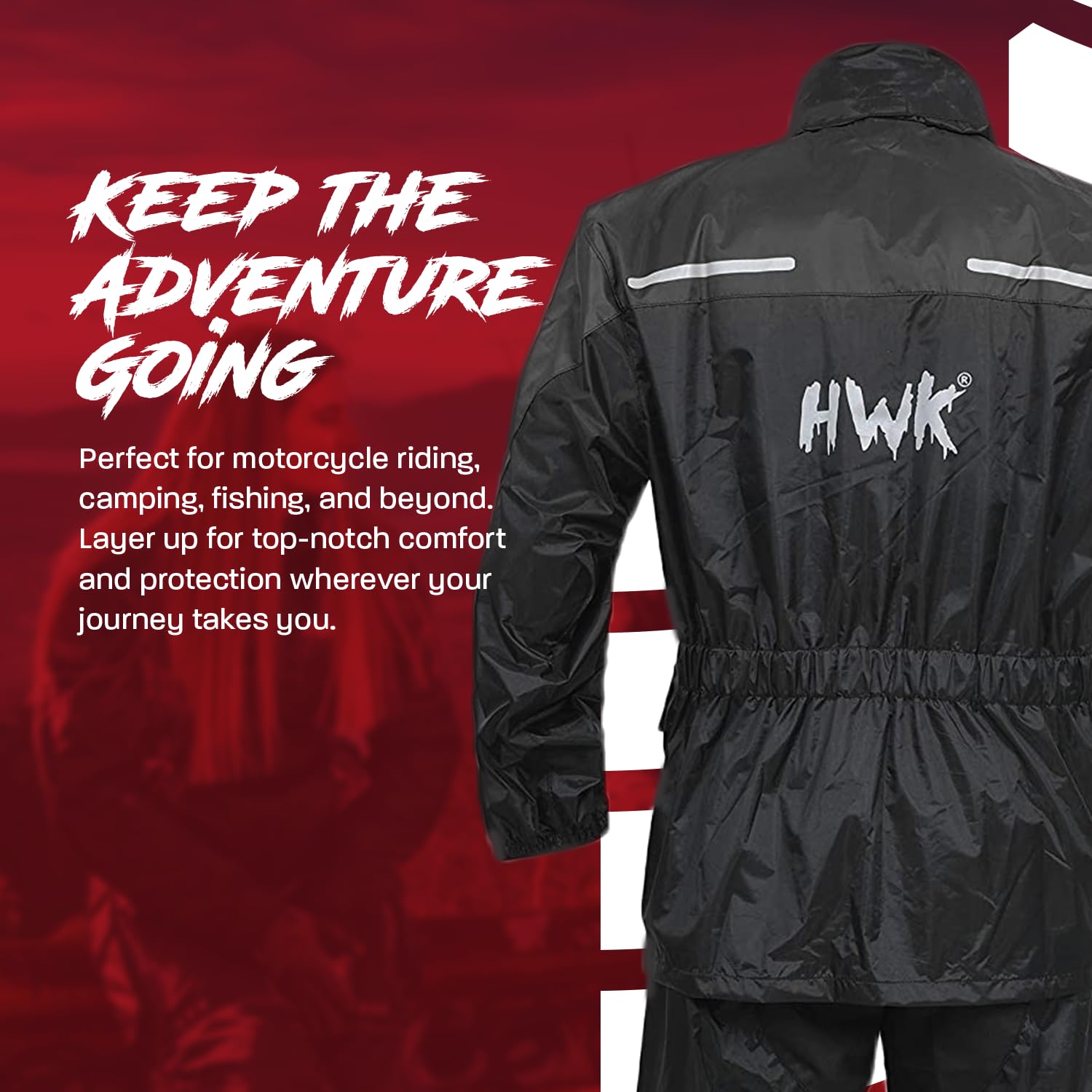 HWK - Traje de lluvia de motocicleta para hombres y mujeres, ropa, chamarras y pantalones reflectantes, traje de lluvia impermeable
