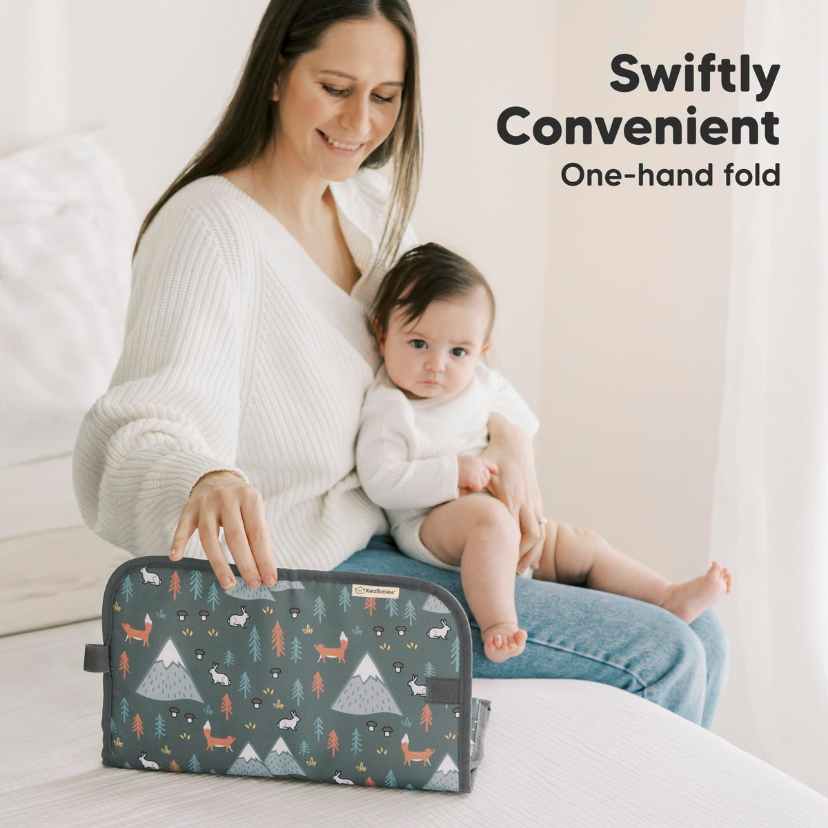 KeaBabies - Cambiador portátil de pañales, fácil de limpiar, plegable e impermeable para bolsa de pañales, compacto, ligero, recién nacido de 25 x 13 pulgadas, bebé, cambiador de bebé esencial de