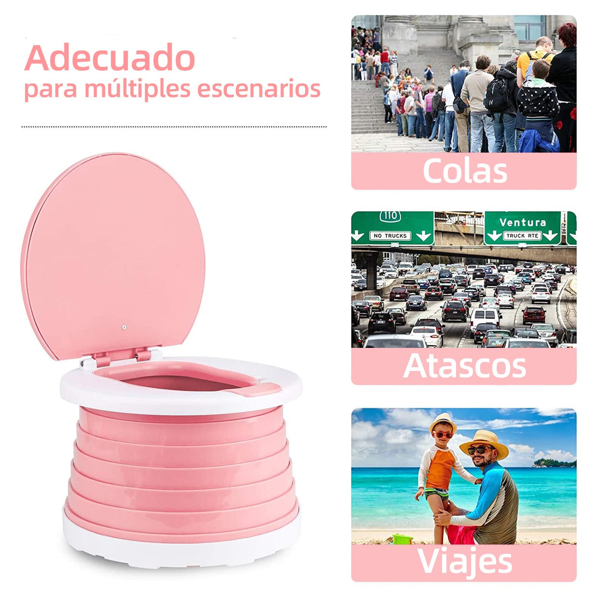 Peiono Baño Portátil para Niños, Orinal de Viaje Plegable para Ninos(rojo)