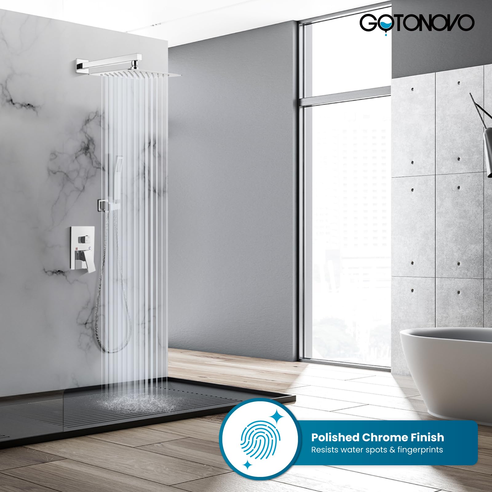 Sistema de Ducha de Lluvia con Válvula de Baño de 25.4 cm