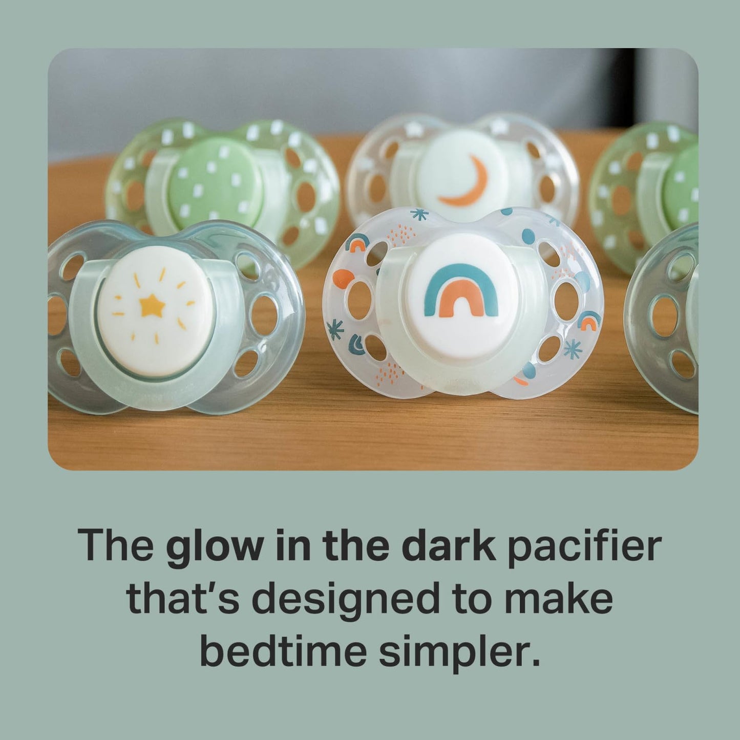 Chupones nocturnos Tommee Tippee que brillan en la oscuridad, diseño simétrico, silicona sin BPA, 18-36 meses, 6 unidades