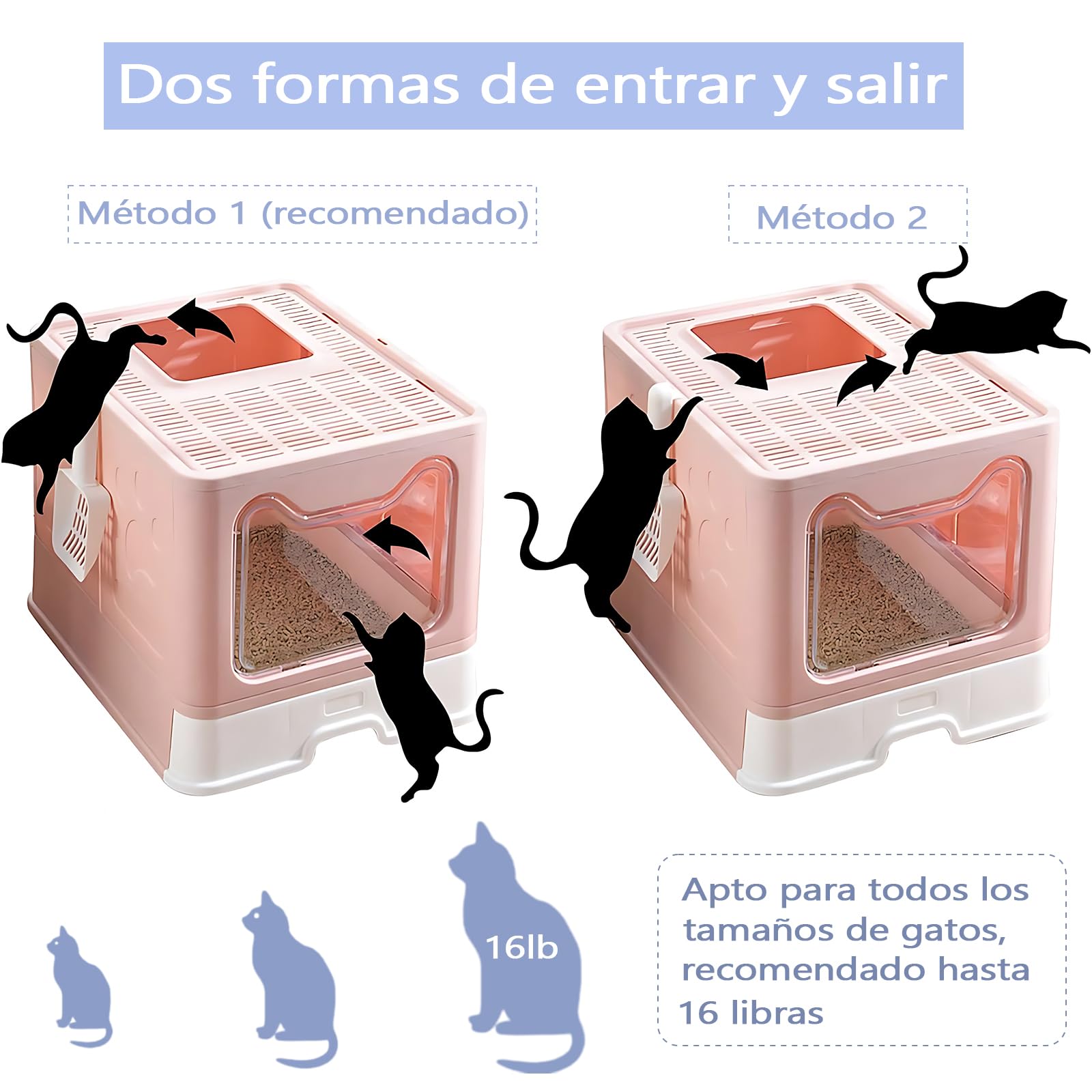 Caja de Arena Grande JZCQZCXB Gris con Diseño de Cajón para Gatos hasta 15kg