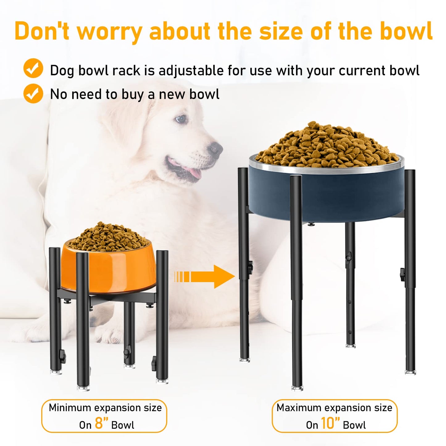 SYBECHATF Soporte elevado ajustable para cuencos para perros, se adapta a cuencos de 6 a 11 pulgadas, 4 ajustes de altura Soporte para alimentador de agua elevado para perros elevado, para perros