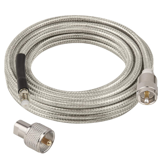 Cable coaxial CB de 15 pies, RG8X FME hembra a UHF PL-259 macho con adaptador FME macho a PL-259, cable coaxial RF de baja pérdida para antena, radio CB, radio jamón, marina, móvil y sistemas GPS