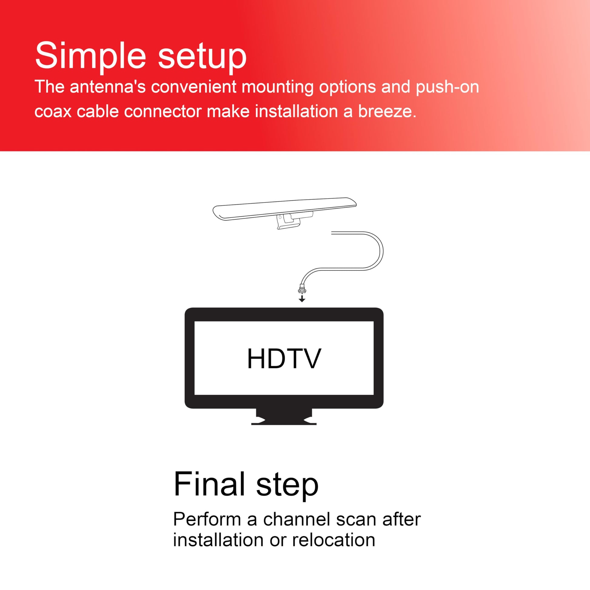 UltraPro - Antena de TV Digital para Interior para Smart TV, Canales Locales HD de Largo Alcance, fácil Montaje en el diseño Superior, soporta 4K 1080P HDTV VHF UHF, recepción de 360°, 83713