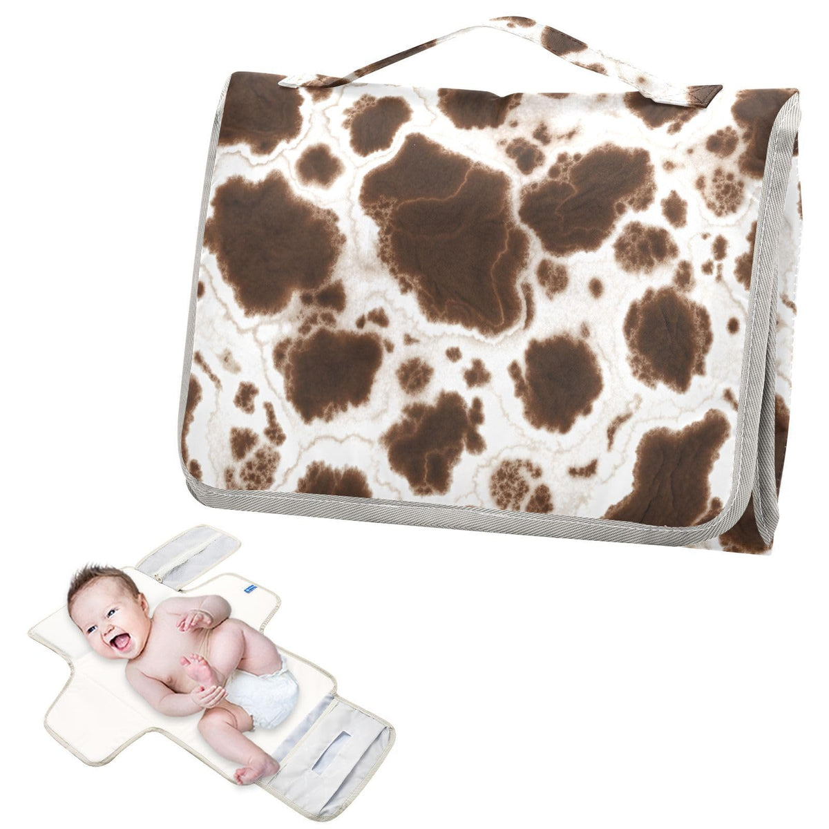 GOODOLD - Cambiador portátil para bebé - Cambiador de pañales de viaje de vaca negra impermeable con almohada incorporada, regalos de baby shower