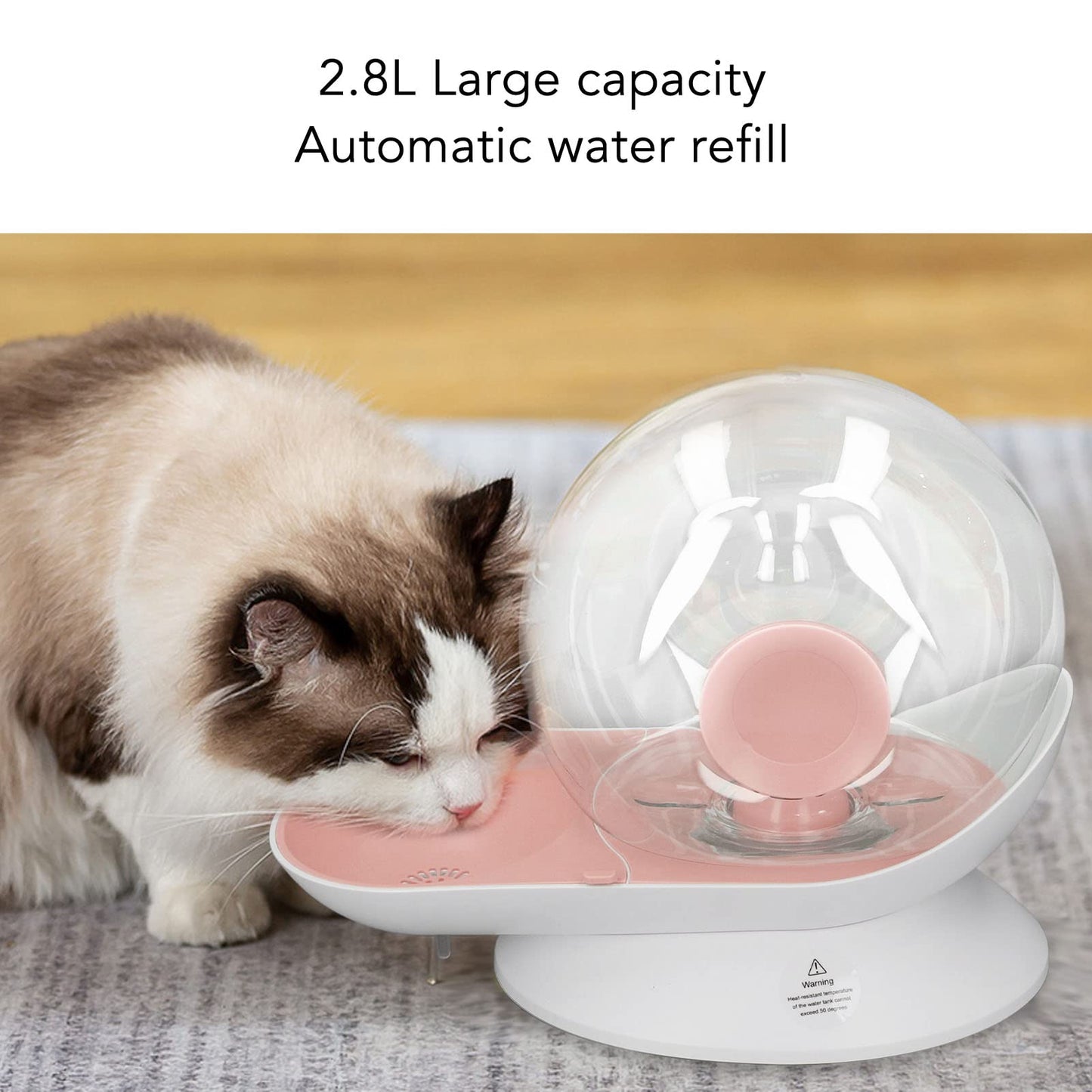 Dispensador de Agua para Mascotas Forma de Caracol Fuente de Agua Potable Automática 2.8L Gran Capacidad para Perros y Gatos (Rosa)