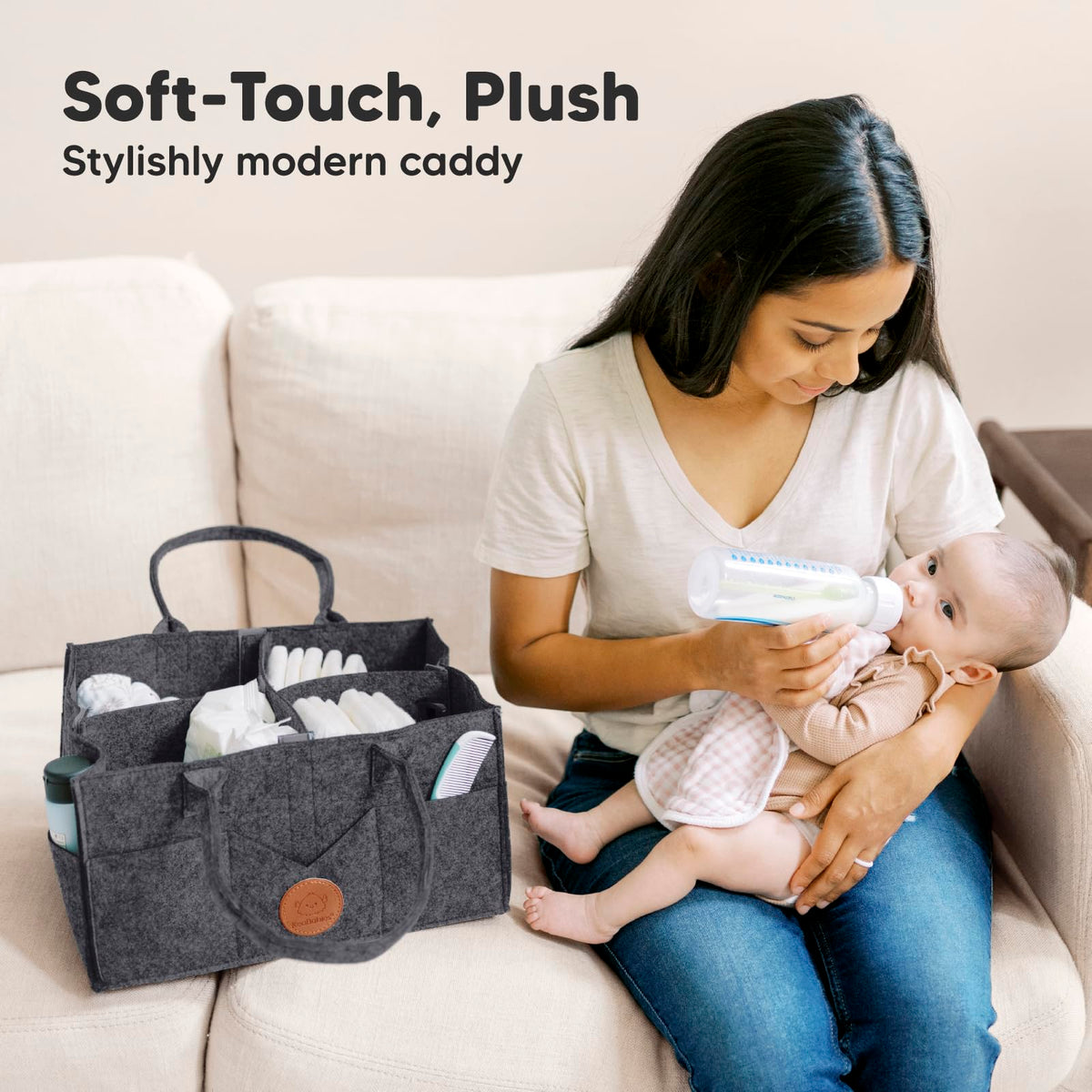 KeaBabies Organizador de pañales para bebé con asa, portátil (gris místico)