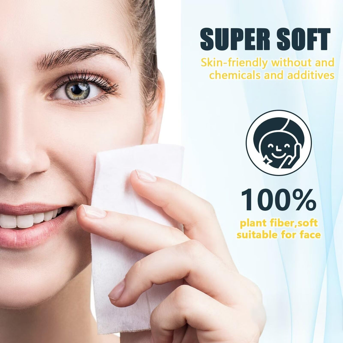 FCaeon Toallitas Faciales Desechables Comprimidas Ultra Suaves,Compressed Towel Guantes de Tocador Gruesos, Toallitas de Algodón para Desmaquillaje de Viaje, Piel Sensible, Cuidado(500 Unidad Azul)