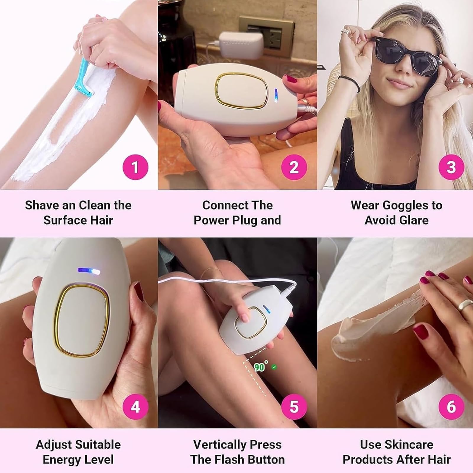 IPL Depiladora de Luz Pulsada - Mini Sistema de Depilación, Flashes Depilación Láser para Mujeres, Depiladora Portátil sin Dolor para Cuerpo, Axilas, Piernas, Línea de Bikini (Blanco)