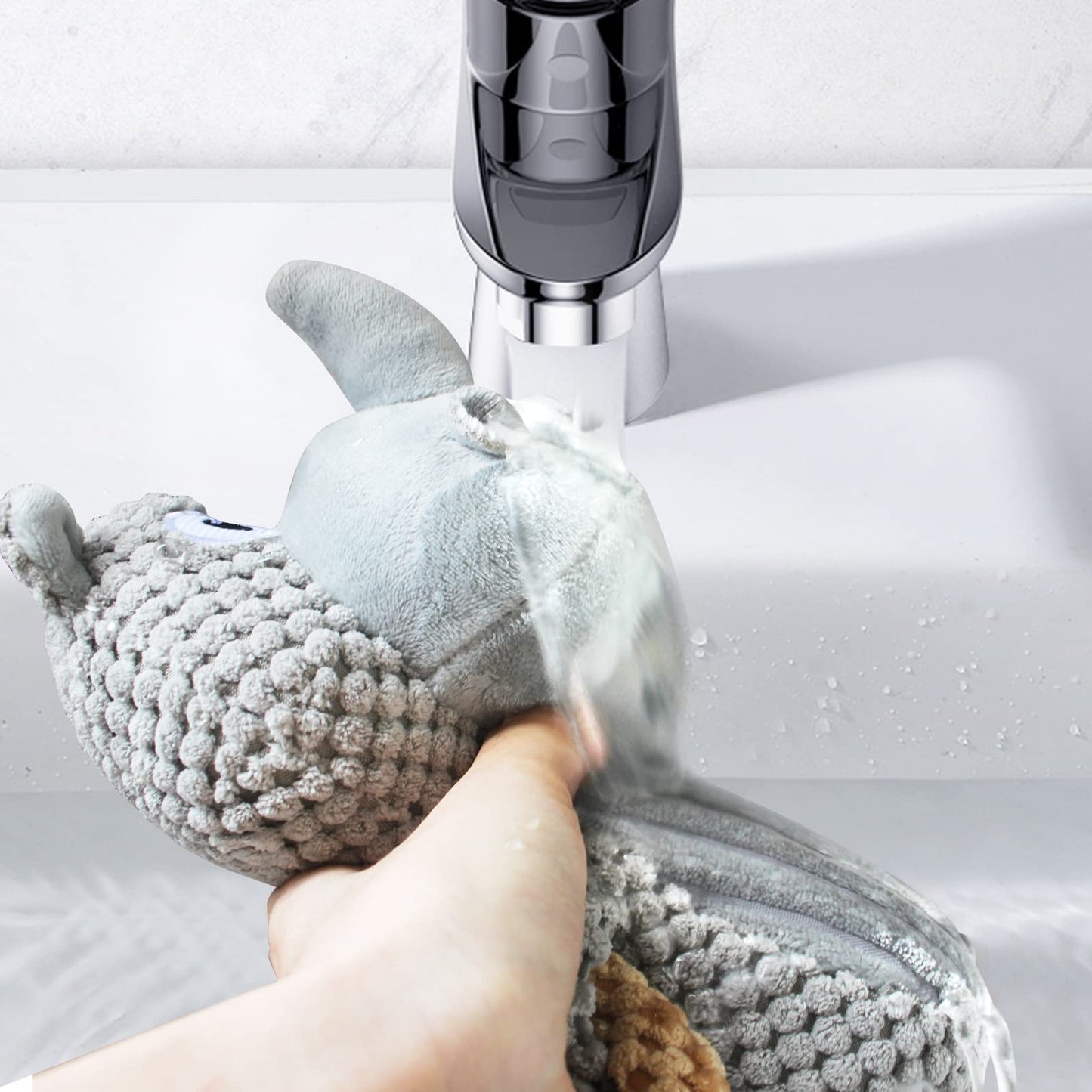 Juguetes chirriantes para perros, juguetes de peluche para perros, juguetes de peluche interactivos duraderos para perros de peluche para cachorros, pequeños, medianos y grandes, para reducir el aburrimiento agresivo (gris)