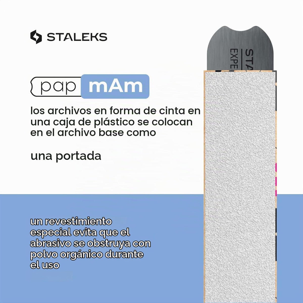 Staleks Cinta Abrasiva Blanca Desechable Profesional Papmam Expert, Grano 150, Rollo de 7 M En Estuche de Plástico, Abrasivo Reemplazable Sin Pegamento, Limado Profesional de Uñas, Manicura Y Pedicura