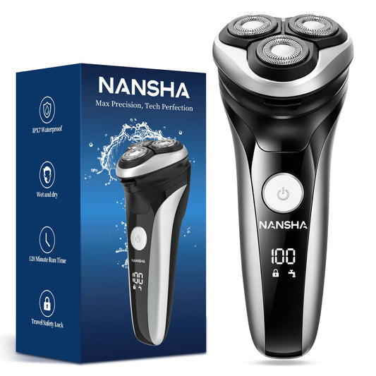 Afeitadora Eléctrica NANSHA Negro con Cortapelos Pop-up Impermeable para Hombre