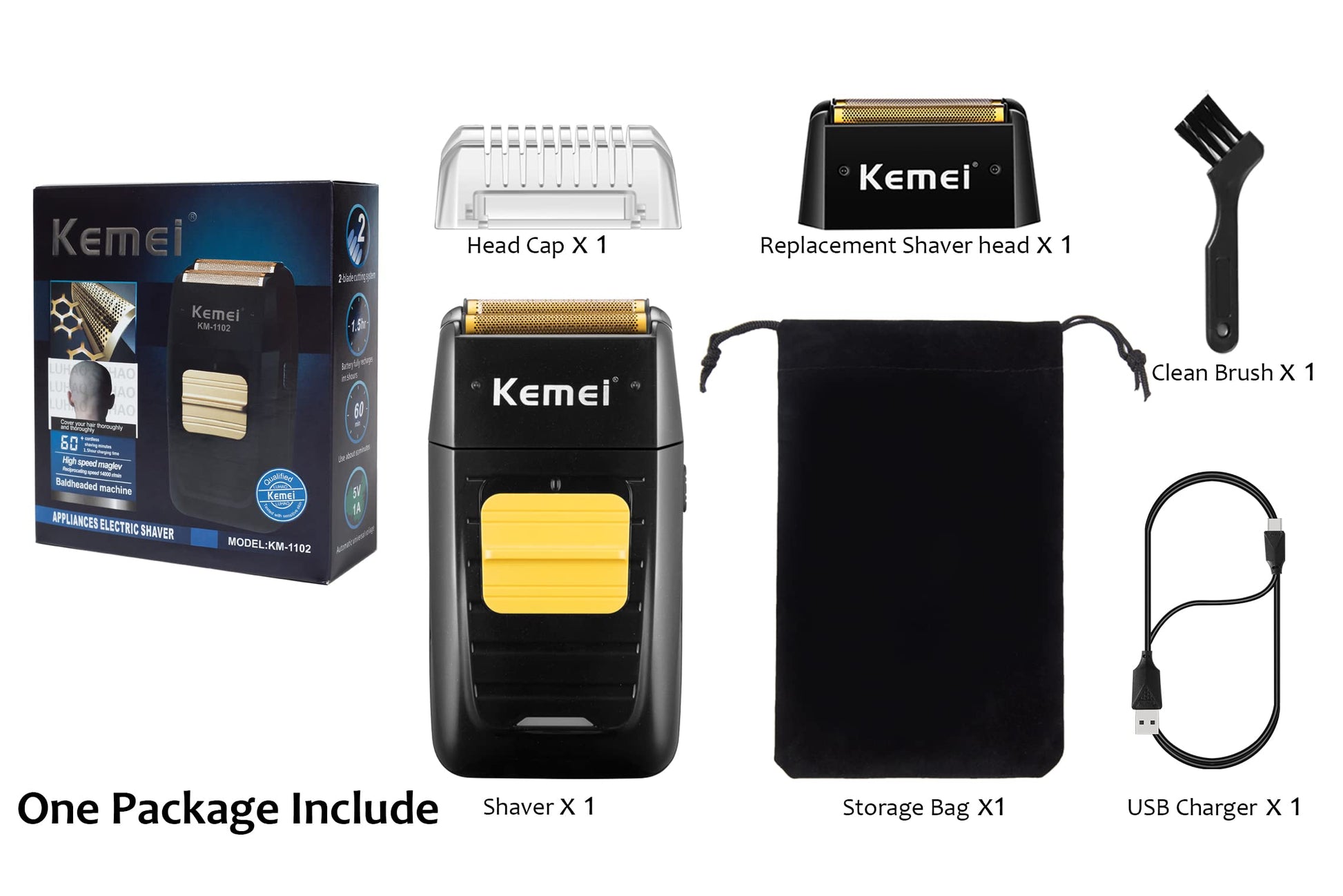 Maquinilla de Afeitar Eléctrica KEMEI Recargable para Hombre