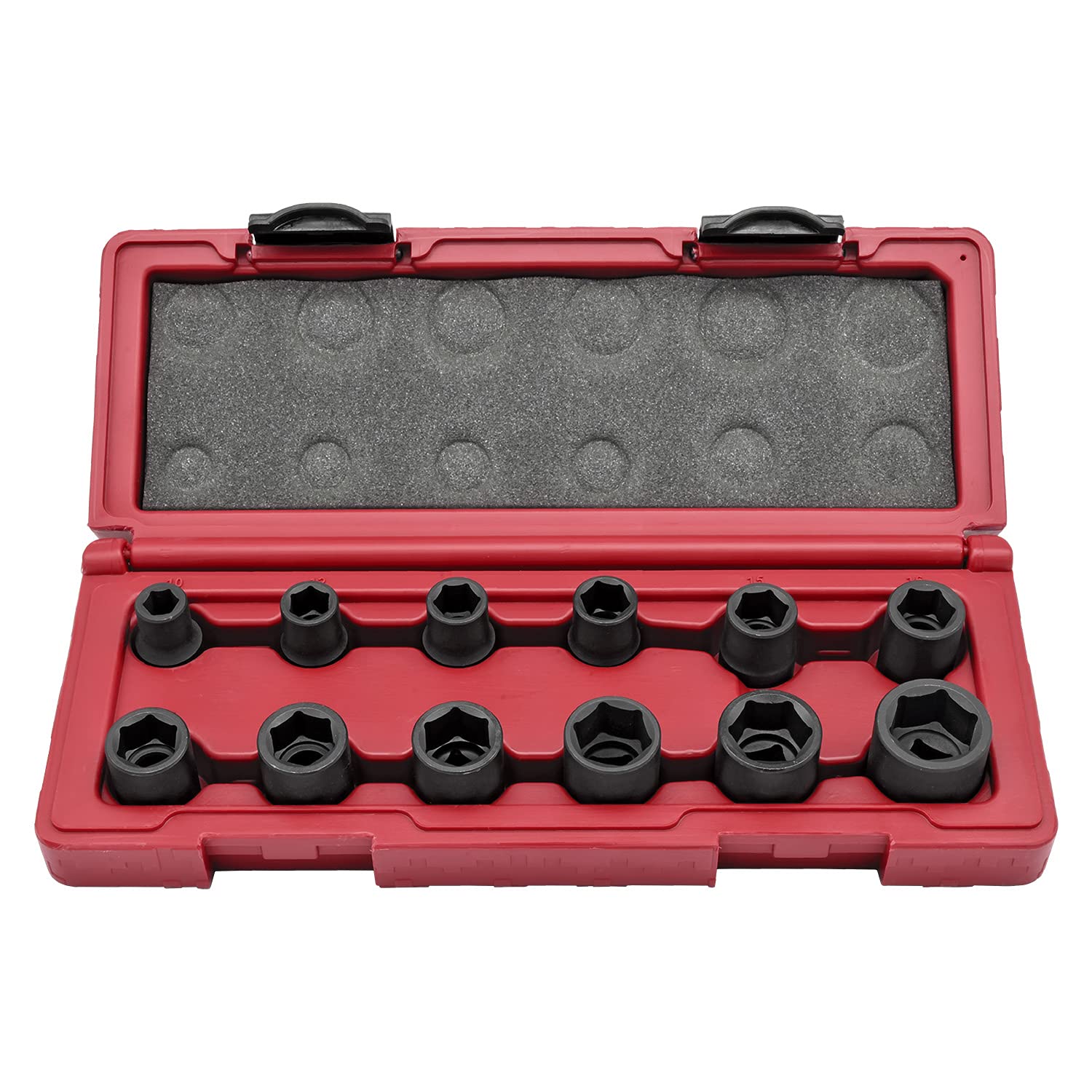 Knova Juego de Dados de Impacto profesionales Cortos Milimetricos 1/2" 12 piezas 6 puntas