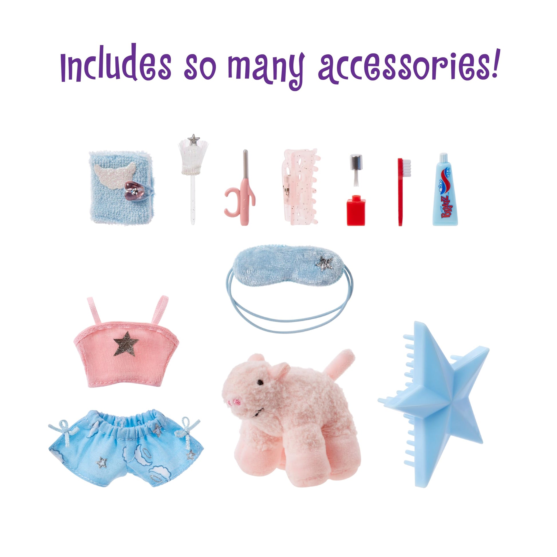 Bratz Fiesta de Pijamas - Muñeca de Moda Cloe - con 2 Conjuntos de Pijamas, Animal de Peluche y Accesorios - Apta para Niños y Coleccionistas