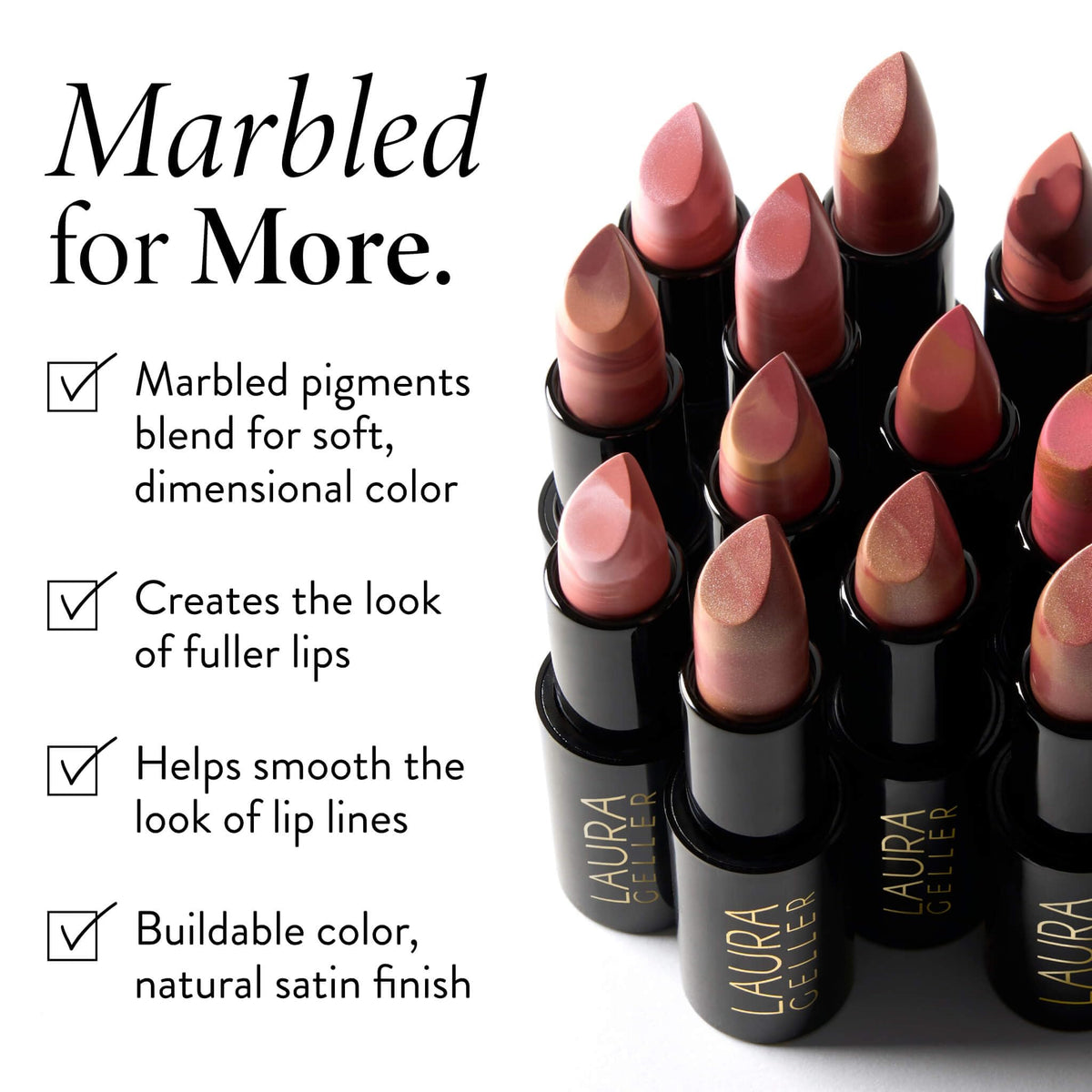 LAURA GELLER NEW YORK- Lápiz labial transparente de mármol italiano - Toffee de fresa - Hidratante y ligero - Vitamina E y aceite de ricino Ver