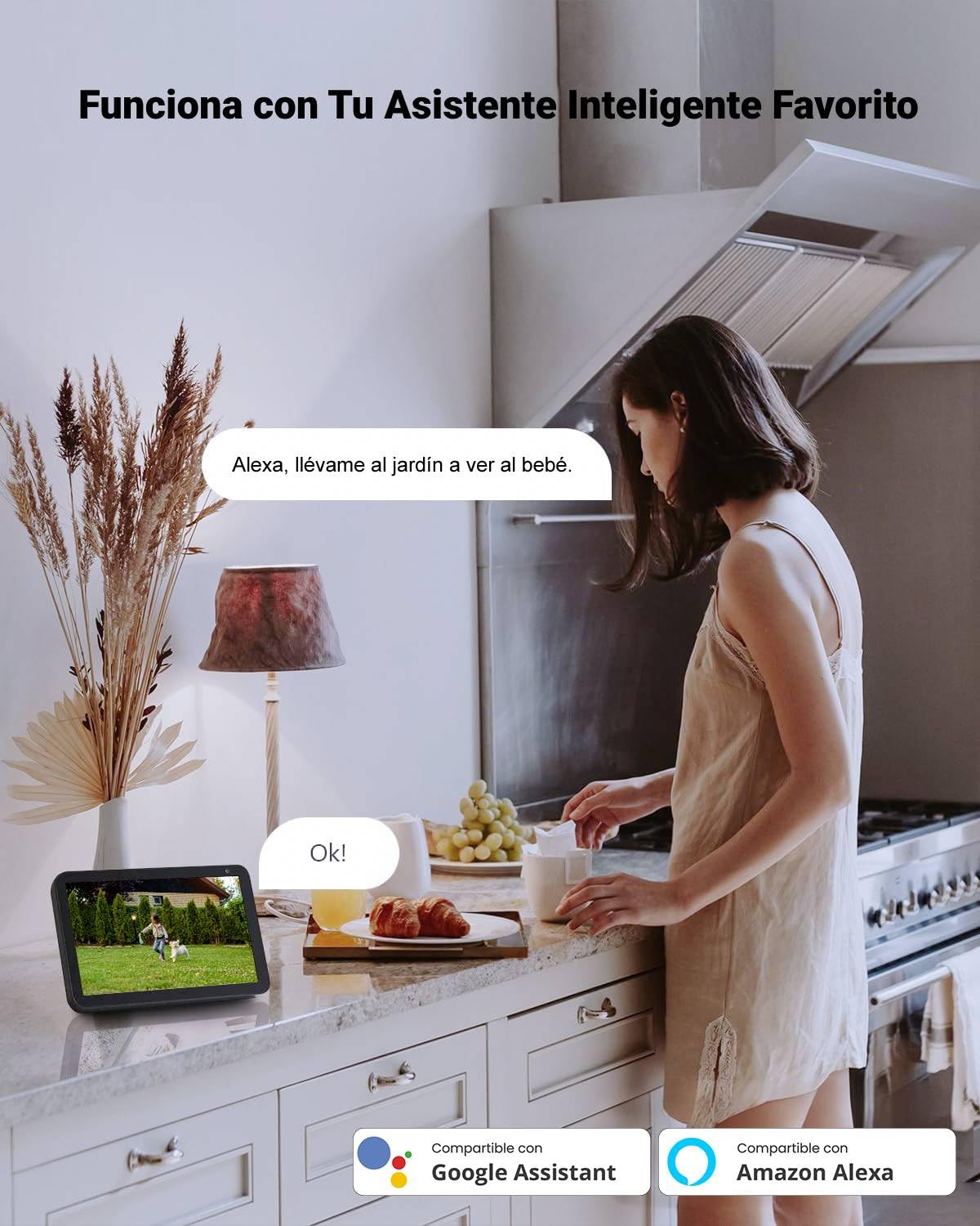 Cámara de Seguridad Arenti Blanca 4MP 2.5K Impermeable con Audio Bidireccional y Detección de Movimiento