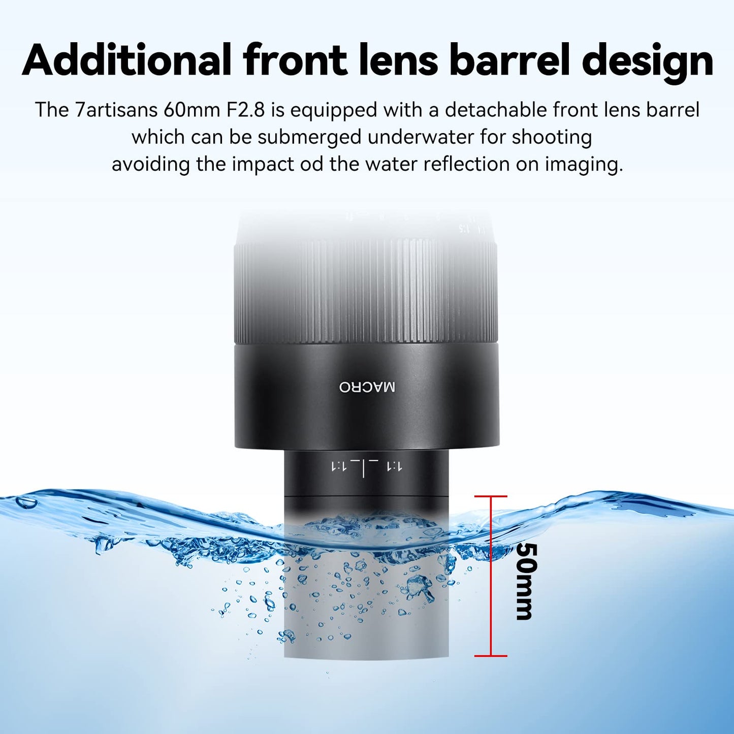 Lente de Cámara Macro 7artisans Enfoque Manual F2.8 Mark II 60 mm APS-C sin Espejo Fujifilm