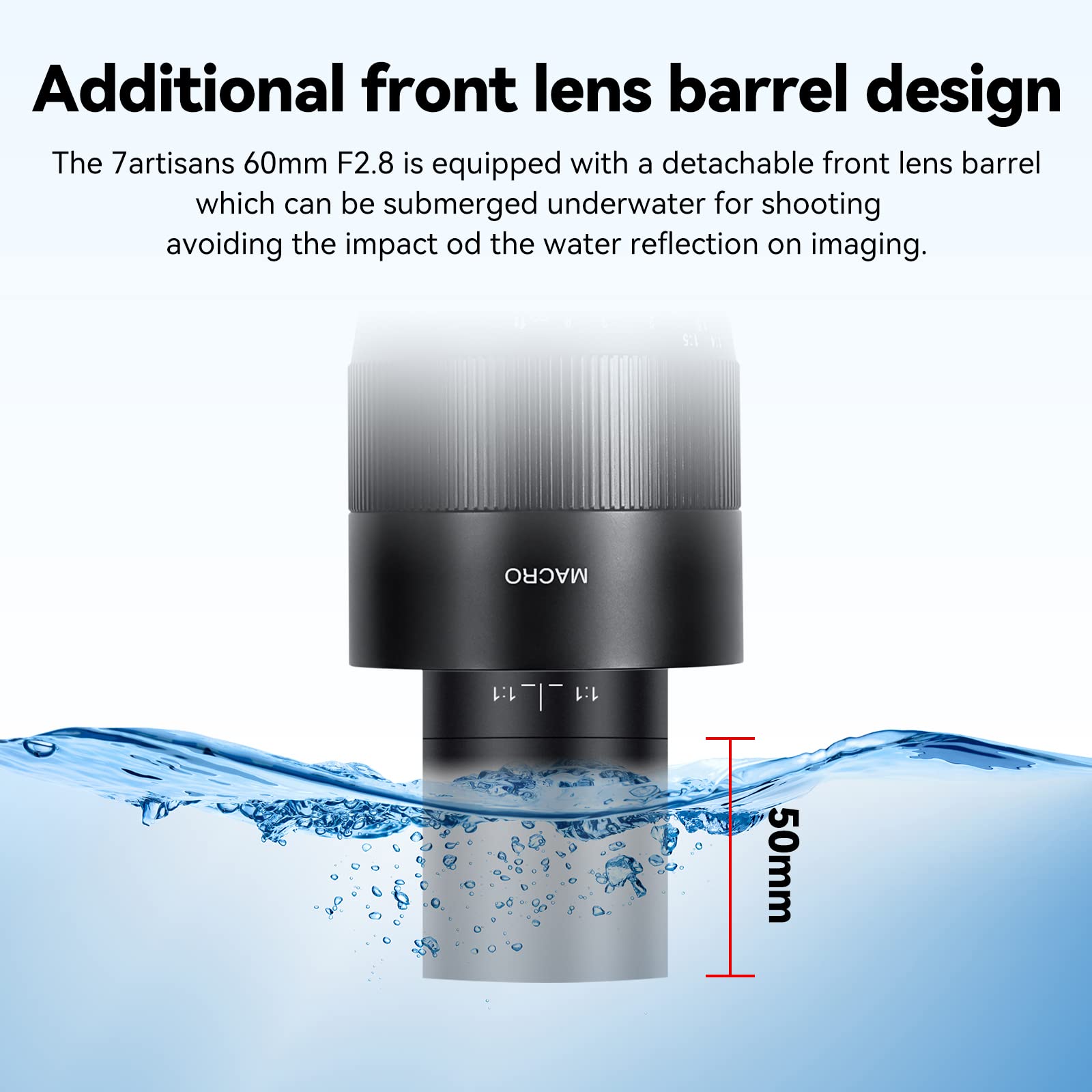 Lente de Cámara Macro 7artisans Enfoque Manual F2.8 Mark II 60 mm APS-C sin Espejo Fujifilm