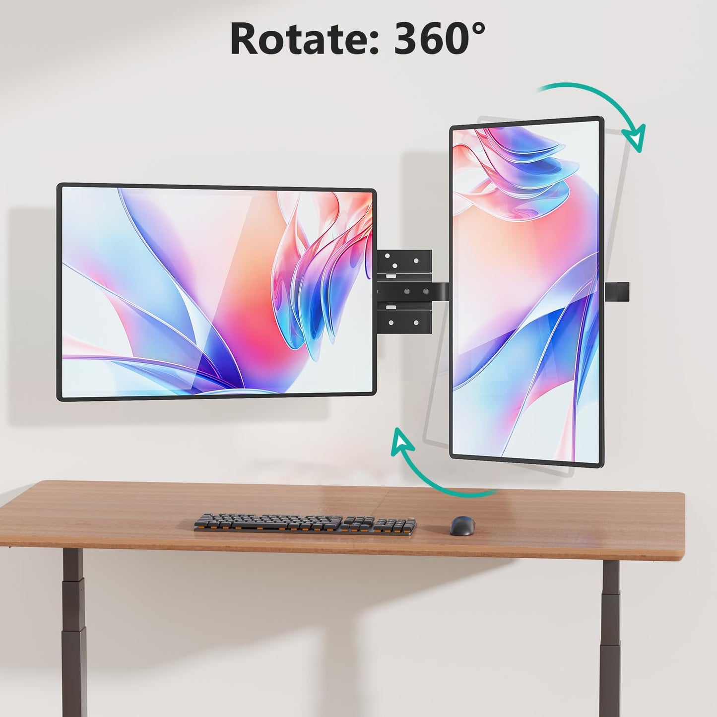 Soporte para Monitor WALI Negro Ajustable Ultraancho para 2 Pantallas