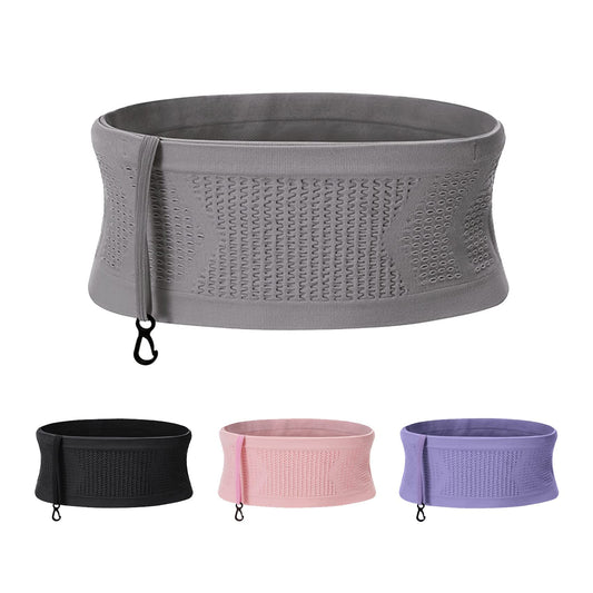 LELISKA Multifunctional Knit Breathable Concealed Waist Bag,Large Capacity Adjustable Running Waist Pack,Universal Running Belt for Running and Outdoor (Gray,M)