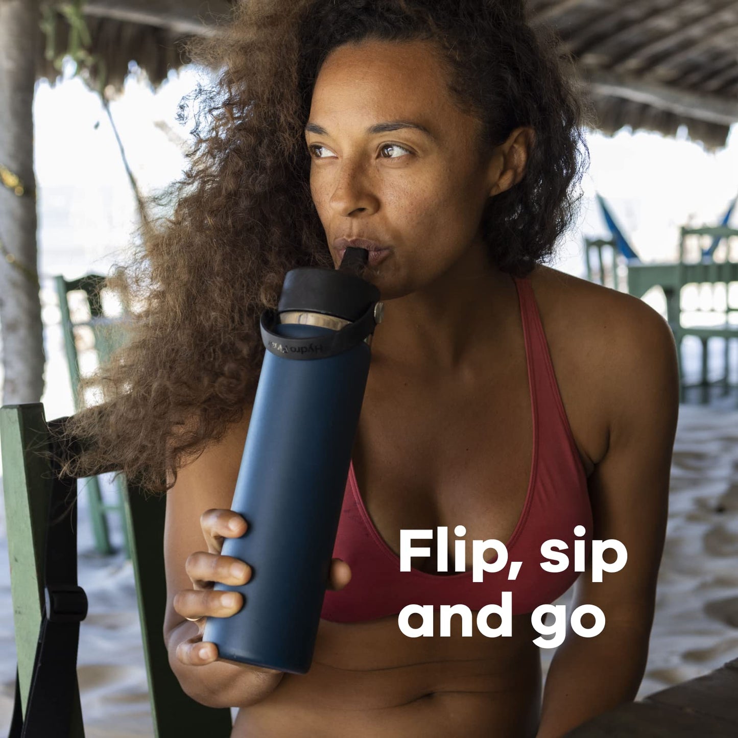 Botella de Agua Hydro Flask Negro Acero Inoxidable de 24 Onzas con Tapa Ancha y Popote a Prueba de Fugas