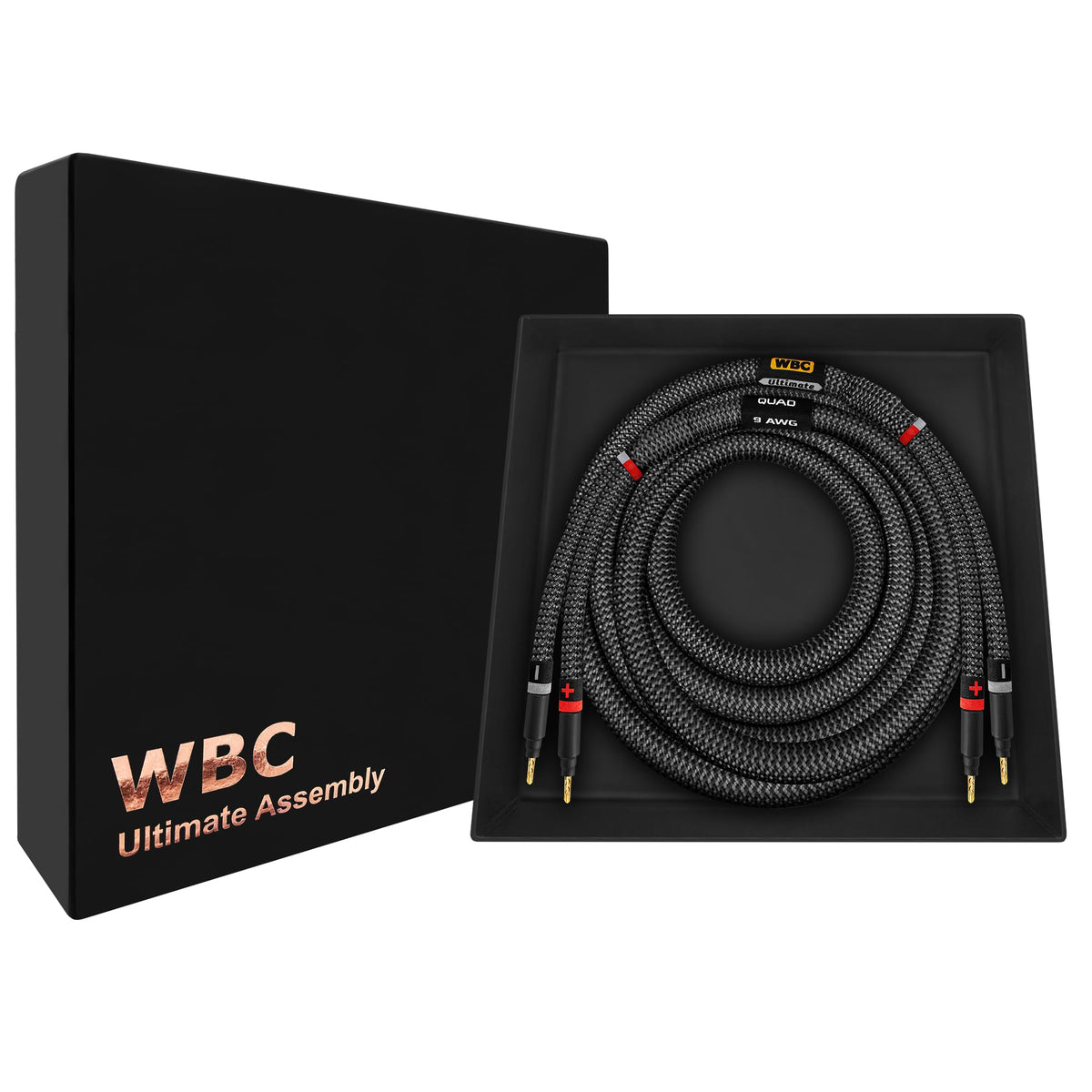 Cable de Altavoz WORLDS BEST CABLES Negro OFC para Alta Fidelidad con Enchufes Eminence Gold Plátano