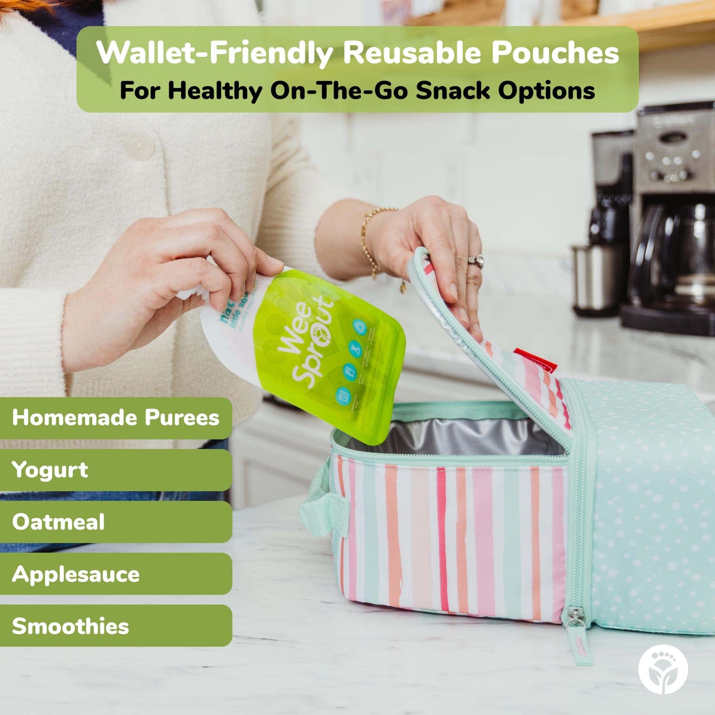 WeeSprout Bolsas reutilizables de doble cierre para alimentos (original, variedad)