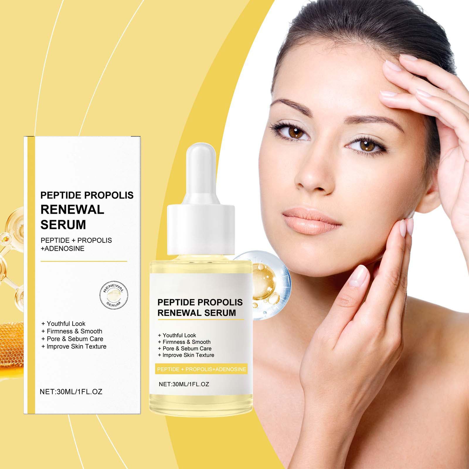 Peptide Propolis Serum,Peptide Propolis Serum Wrinkles Fine Lines Aging Skin, Anti-Aging Face Serum with Peptide Threads to Minimize Wrinkles and Improve Firmness (2PCS)