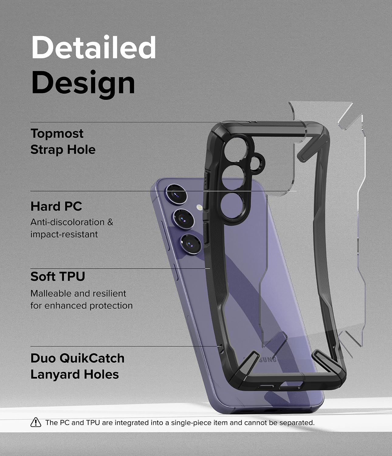 Funda Resistente Ringke Fusion-X Samsung Galaxy S24 Plus Negra Anti-Amarillo Protección Impactos