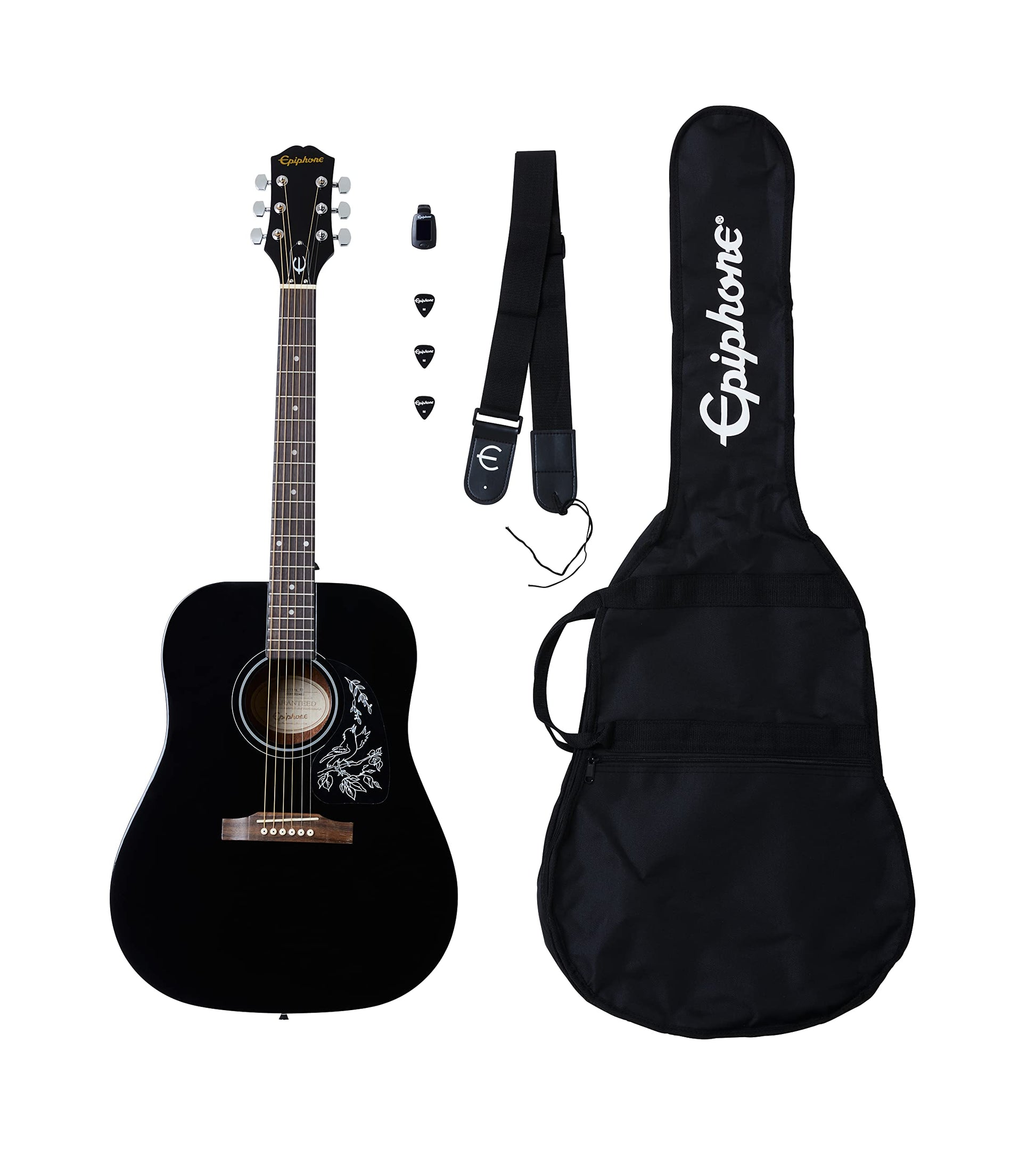 Epiphone Starling - Paquete de reproductor acústico, ébano con bolsa de concierto