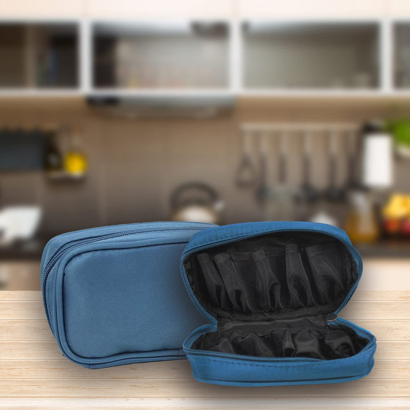 Estuche de transporte de aceite esencial prémium con capacidad para 10 botellas, Azul