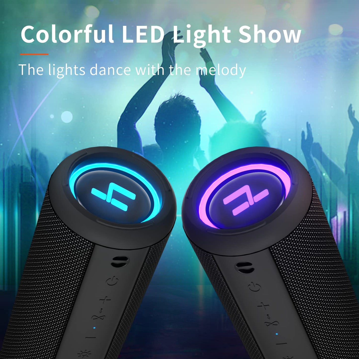 HEYSONG Bocina Bluetooth 5.3 30W para Fiestas Luz RGB, Altavoz Portátil Impermeable IPX6, AUX, Micro SD,TF Tarjeta, USB, stéreo de Doble emparejamiento bocinas para Viaje, Fiesta, Hogar