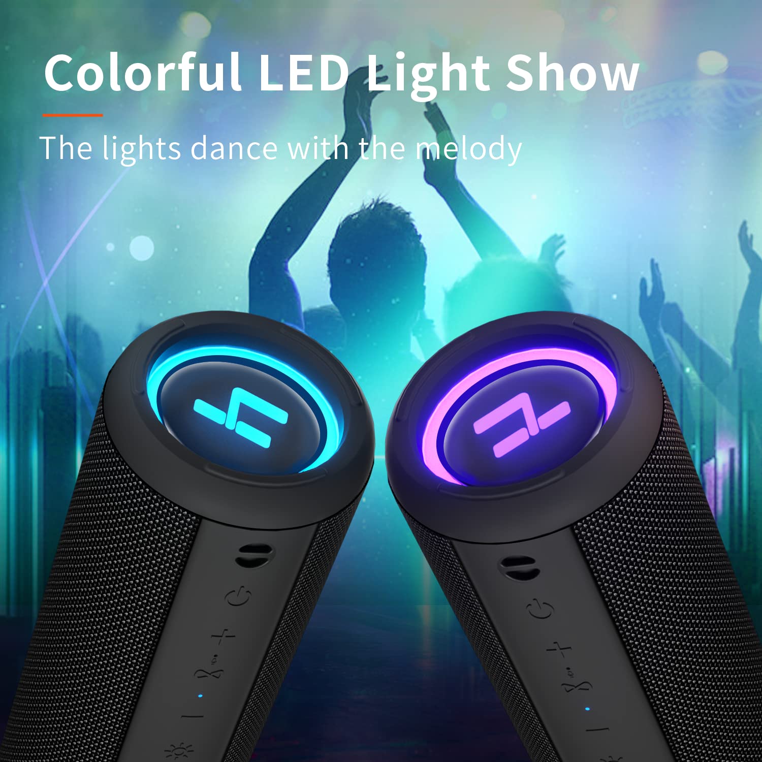 HEYSONG Bocina Bluetooth 5.3 30W para Fiestas Luz RGB, Altavoz Portátil Impermeable IPX6, AUX, Micro SD,TF Tarjeta, USB, stéreo de Doble emparejamiento bocinas para Viaje, Fiesta, Hogar