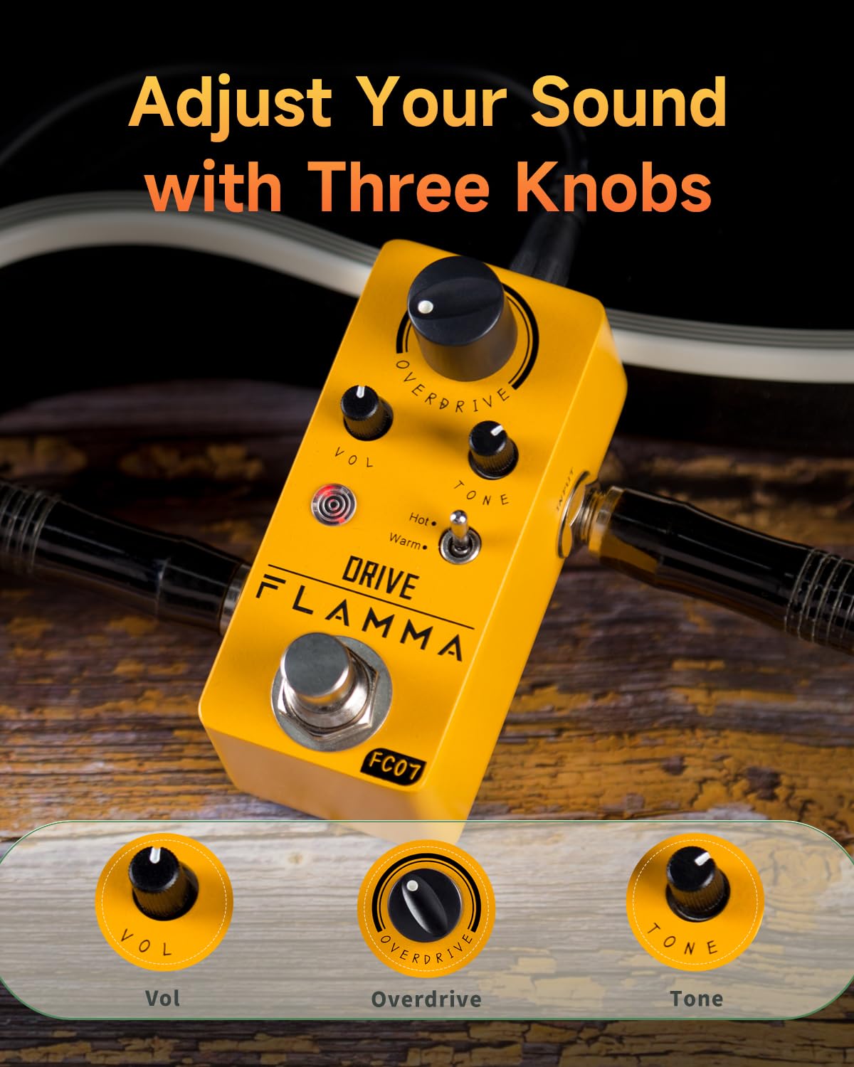 Pedal de Sobremarcha FLAMMA FC07 Rojo con 2 Modos para Guitarra Eléctrica