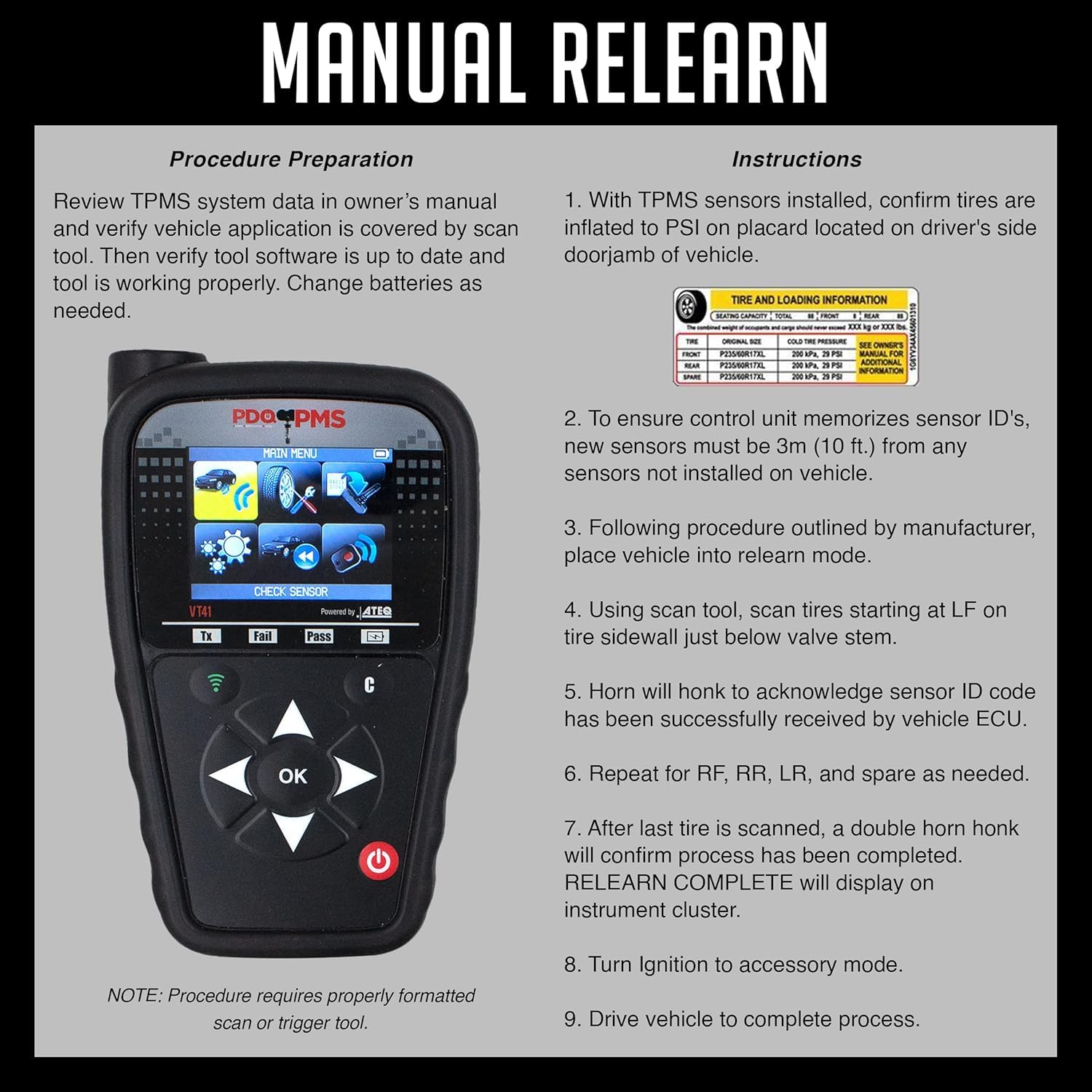 PDQ TPMS - Sensor de presión de neumáticos de 433 MHZ, paquete de 4 vástagos de goma para Chevy GMC Cadillac Buick Pontiac Reemplazo directo para OE Parte # 13533166 | 13542523