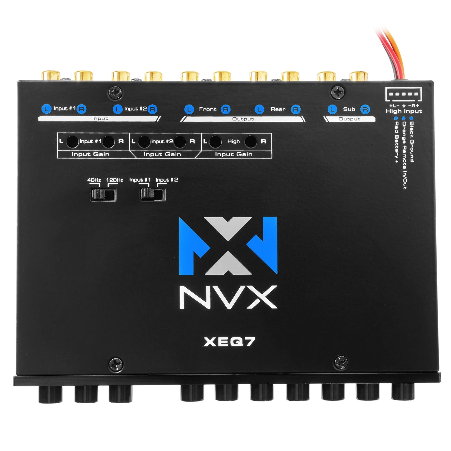 NVX 7-Band Graphic Stereo Equalizer 1/2 DIN with Dual Aux Input and Sub Control [XEQ7]