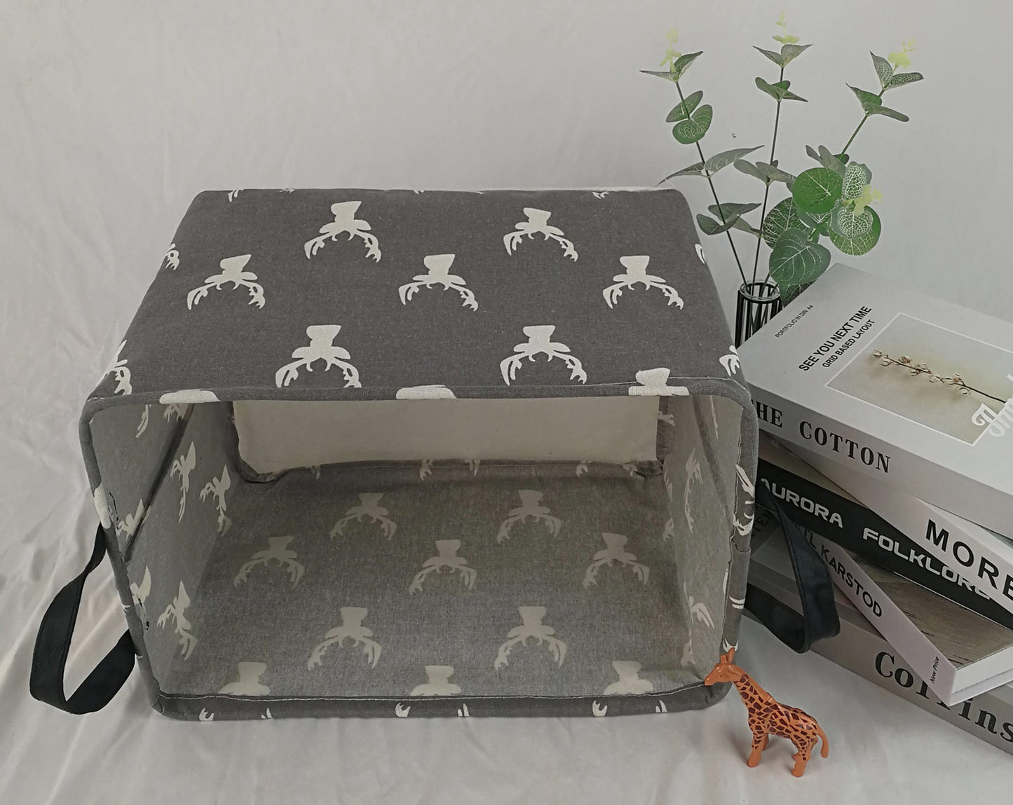 KUNRO cubeta rectangular de juguetes impermeable para guardería, decoración del hogar, clóset, recámara de los niños, lavandería, bebé, regalo, cestas (ciervo gris)