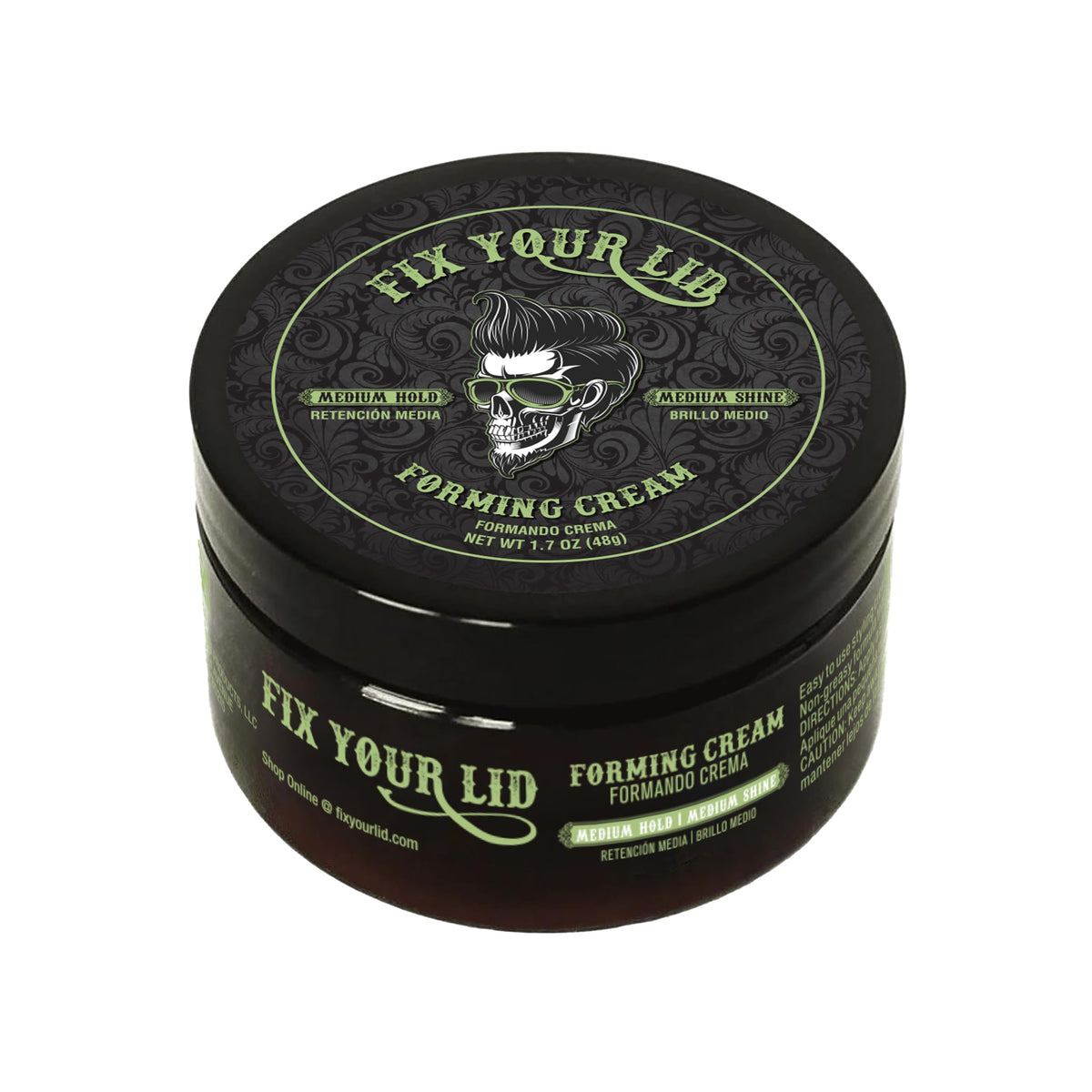FIX YOUR LID, Crema Moldeadora, Fijación Media, Ideal para Hombres y Todo Tipo de Peinados, Brillo Medio, 3.75 Onzas
