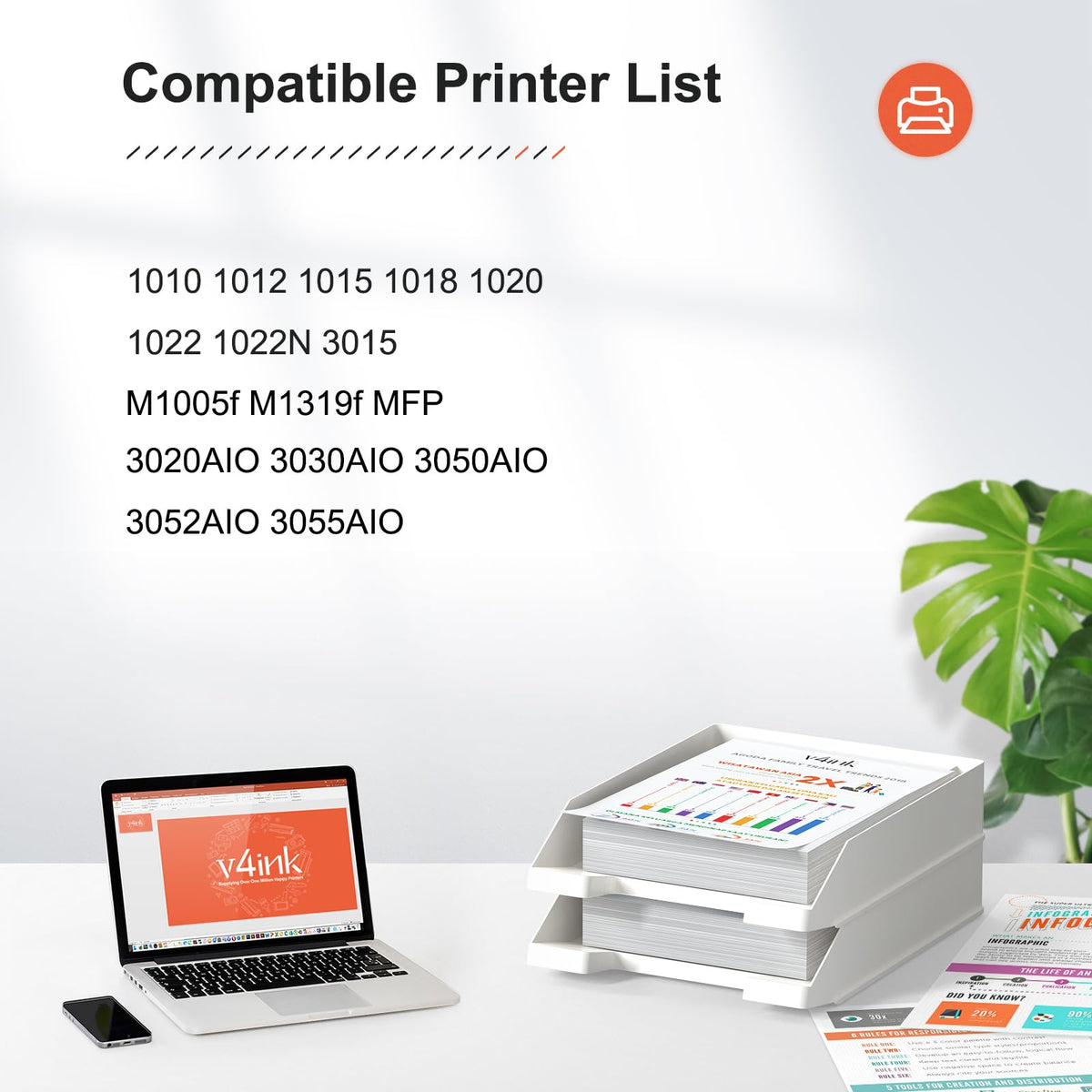 Cartucho de Tóner V4INK Negro Compatible HP y Canon 2 Piezas