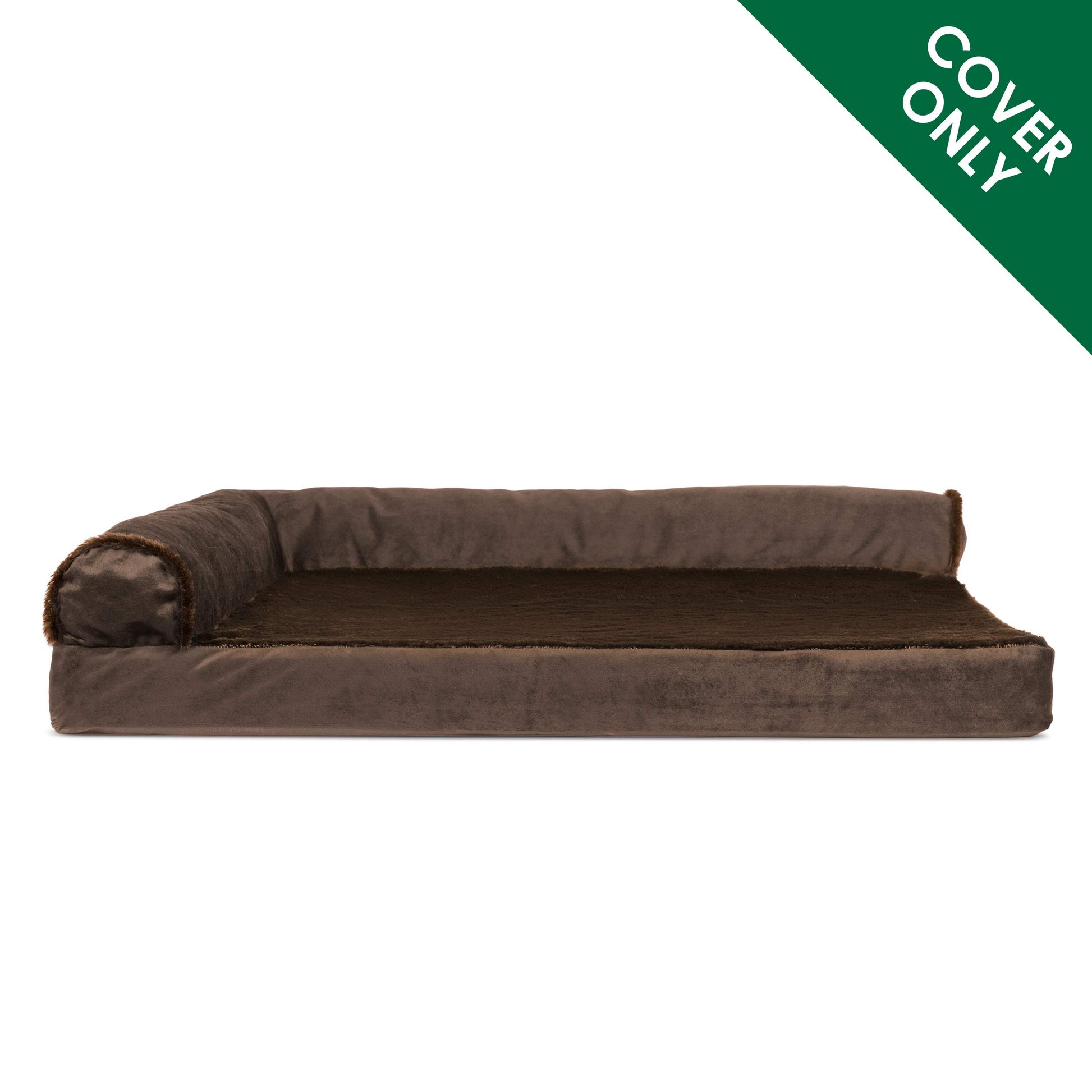 Furhaven Funda de Cama de Repuesto para Mascotas, sofá de Felpa y Terciopelo, Funda Lavable para Cama de Perro, Color marrón Sable, Talla S