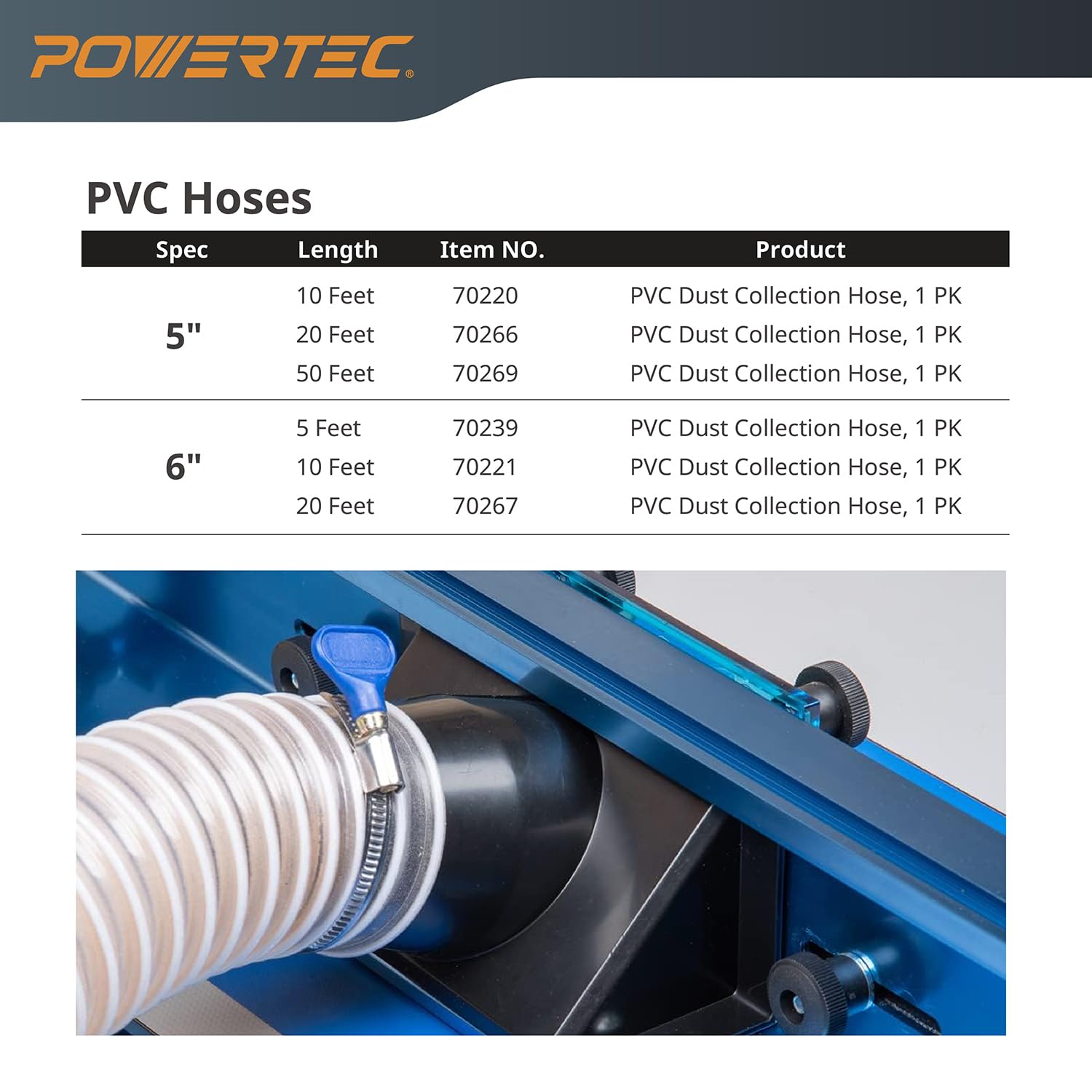 Manguera Flexible PVC POWERTEC Transparente Resistente 2-1/2 Pulgadas x 10 Pies