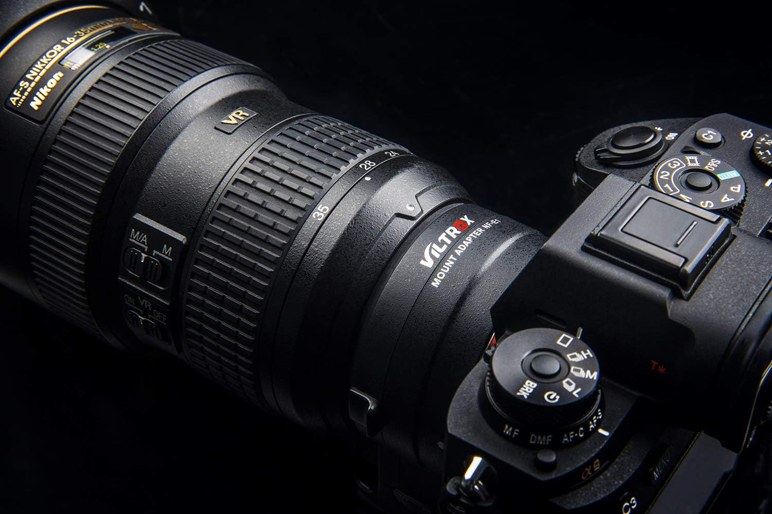 VILTROX NF-E1 Auto Focus AF Electronic Lens Mount Adapter with Aperture Control, EXIF Transmitting,VR for Nikon F Lens to Sony E Mount Camera A9 A7RII