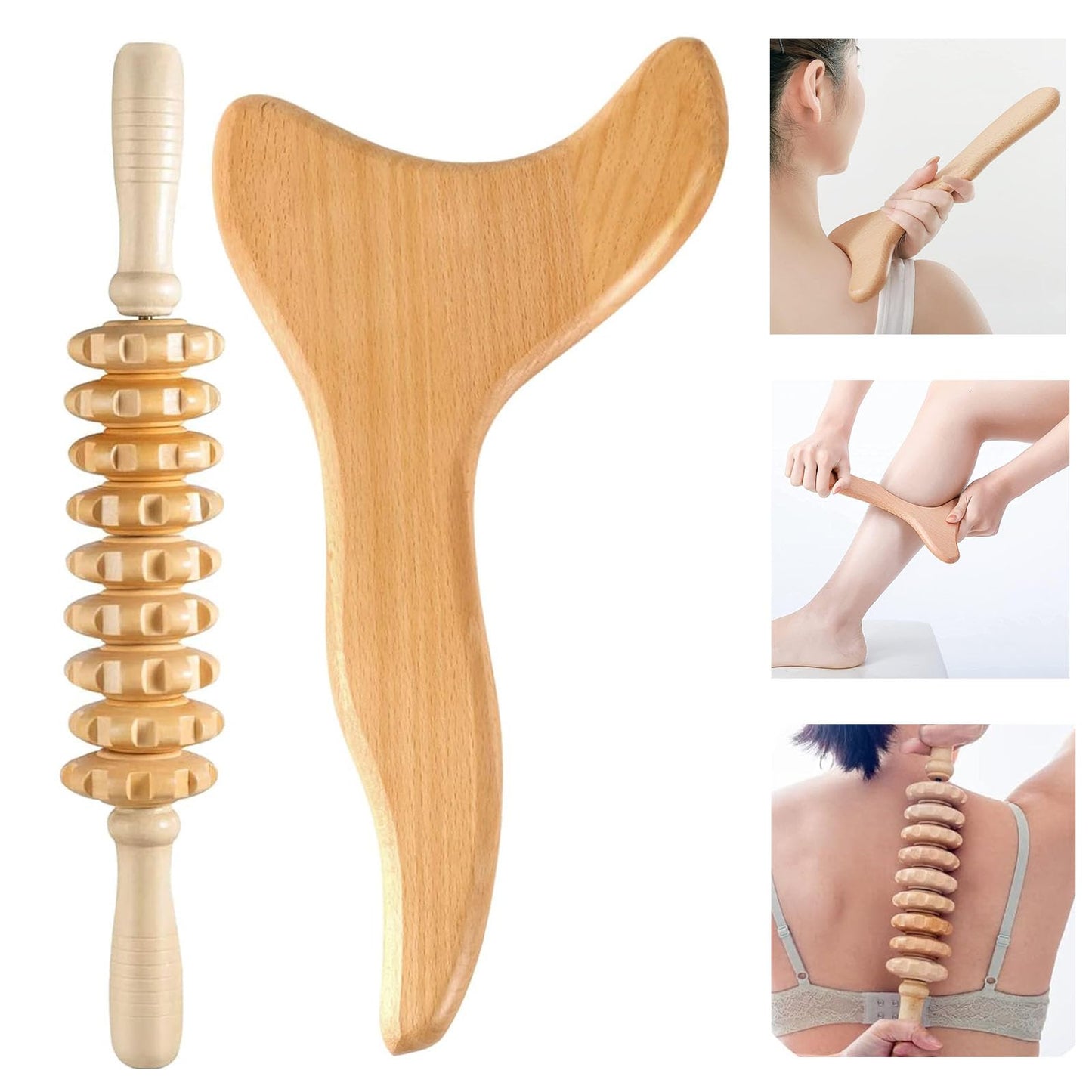 Herramientas de Masaje de Maderoterapia Gua Sha para Piernas, Espalda, Cuello y Brazos