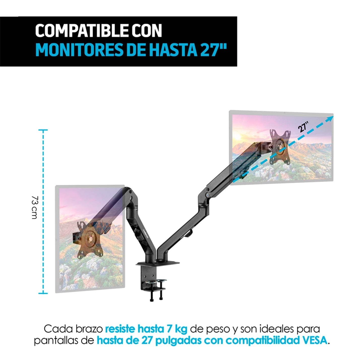 Soporte Hidráulico Redlemon para 2 Monitores hasta 27 Pulgadas, Ajuste Libre en Escritorio