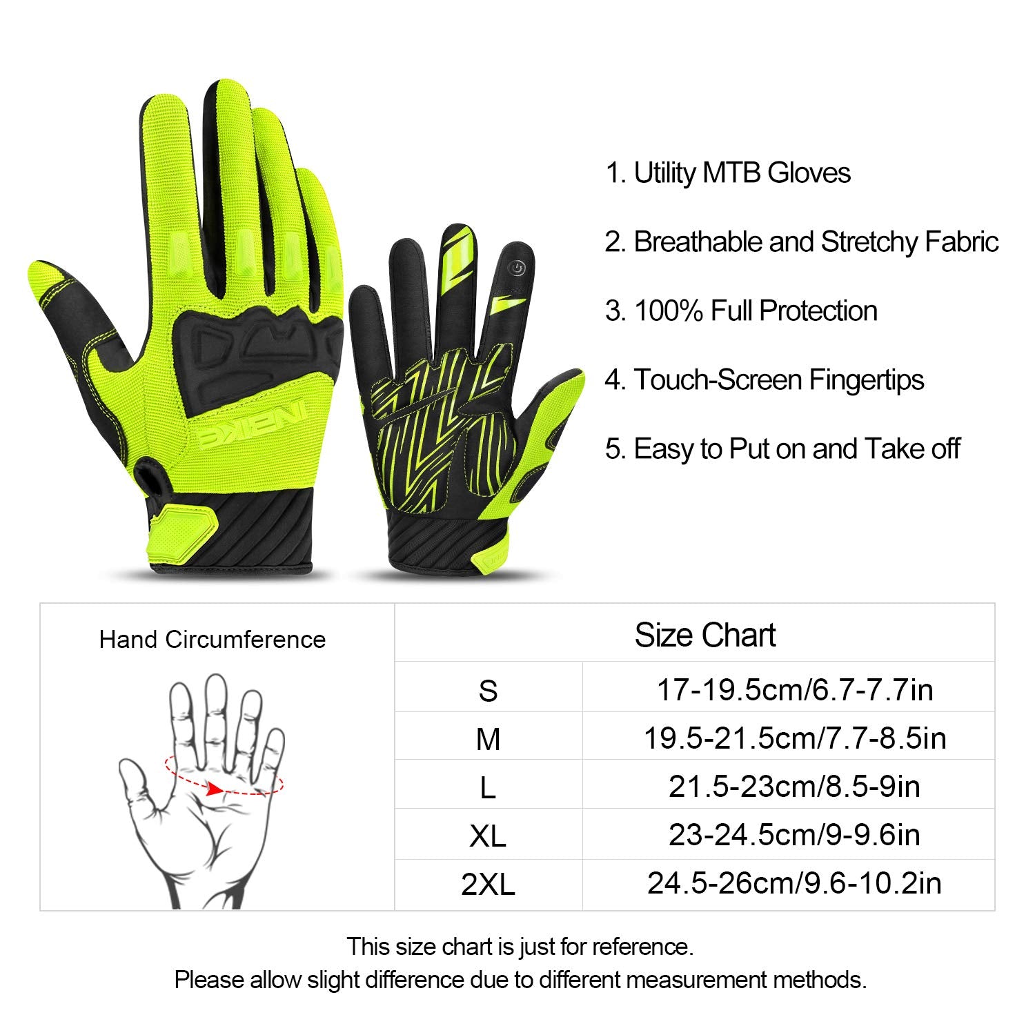 INBIKE - Guantes de bicicleta de montaña para hombre, protectores de nudillos, acolchados para hombre, transpirables, para MTB, motocross, carreras, Dirtbike