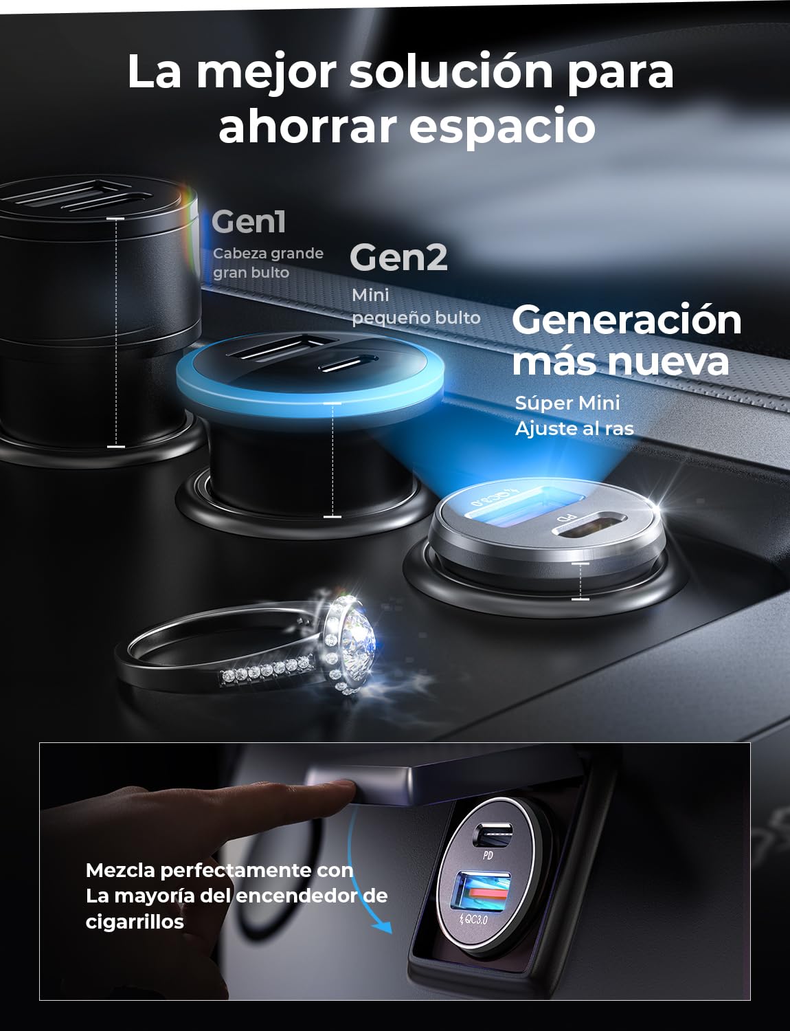 LISEN 48W Cargador para Auto Rapida PD 30W, Cargador Auto Tipo C QC 18W, Todo el Metal para Carro, Compatible con iPhone 16/15/14 Pro MAX, Galaxy S24 S23 Ultra,Xiaomi,Motorola,Huawei