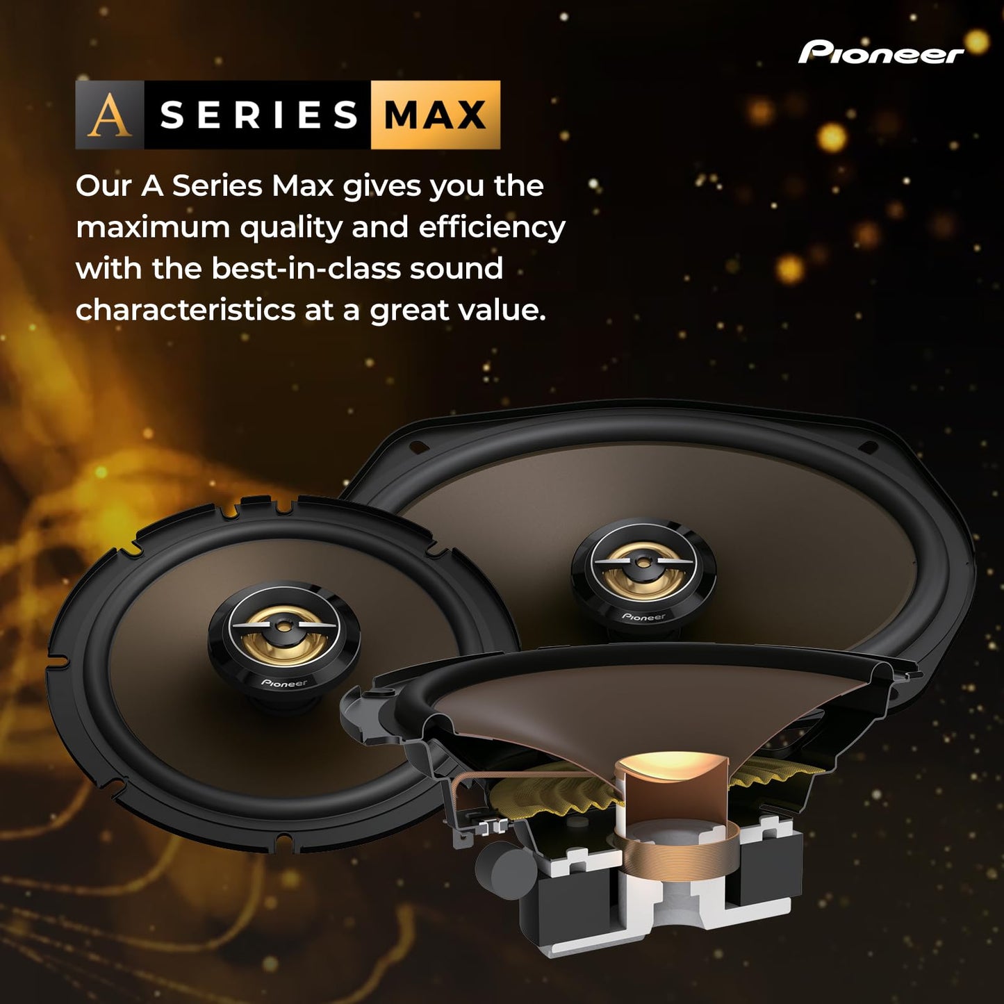 Altavoces Pioneer Serie A MAX TS-A693FH Negro, 2 Vías 6 x 9 Pulgadas 450 W, Sonido Equilibrado y Graves Mejorados
