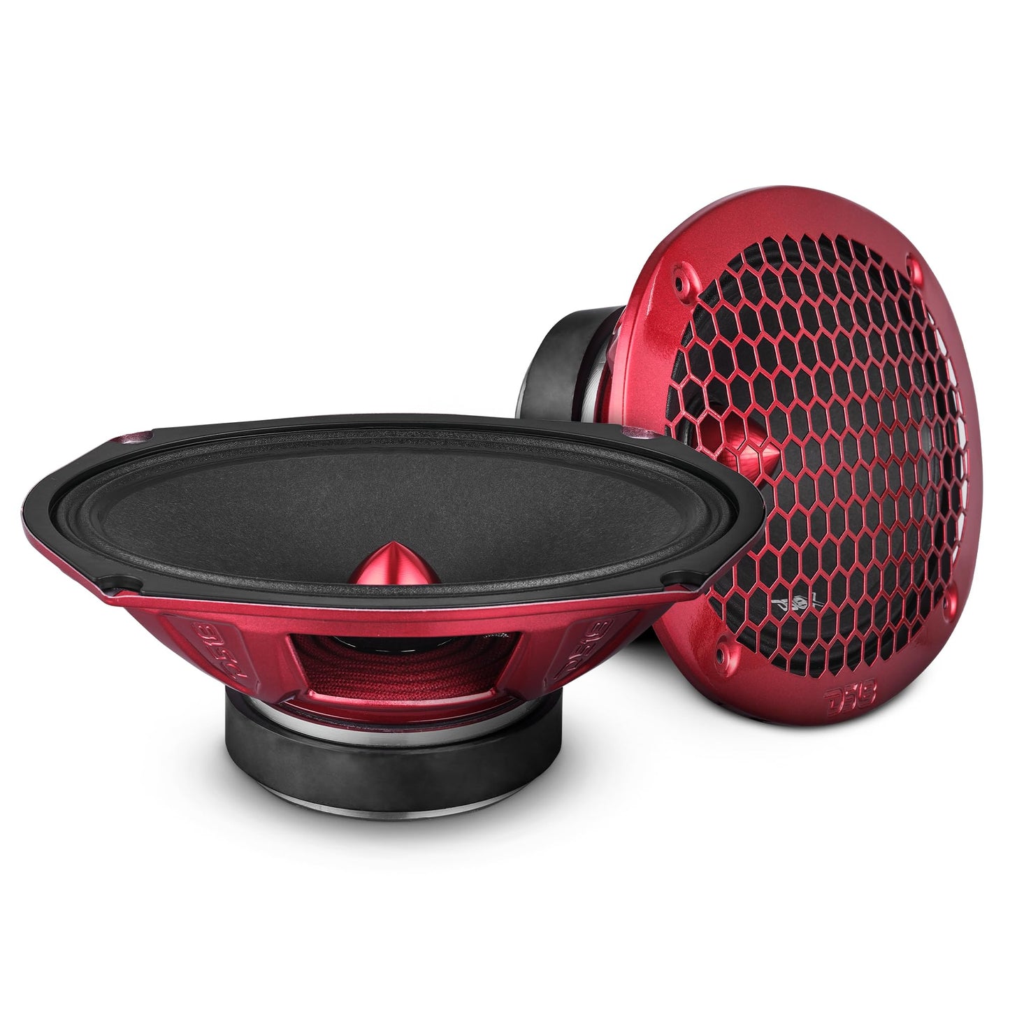 DS18 PRO-X698 BM - Altavoz de 6 x 9, rango medio, bala de aluminio rojo, 400 W máximo, 200 W RMS, 8 ohmios - Altavoces de puerta de audio de calidad premium para coche, camión y motocicleta sistema de